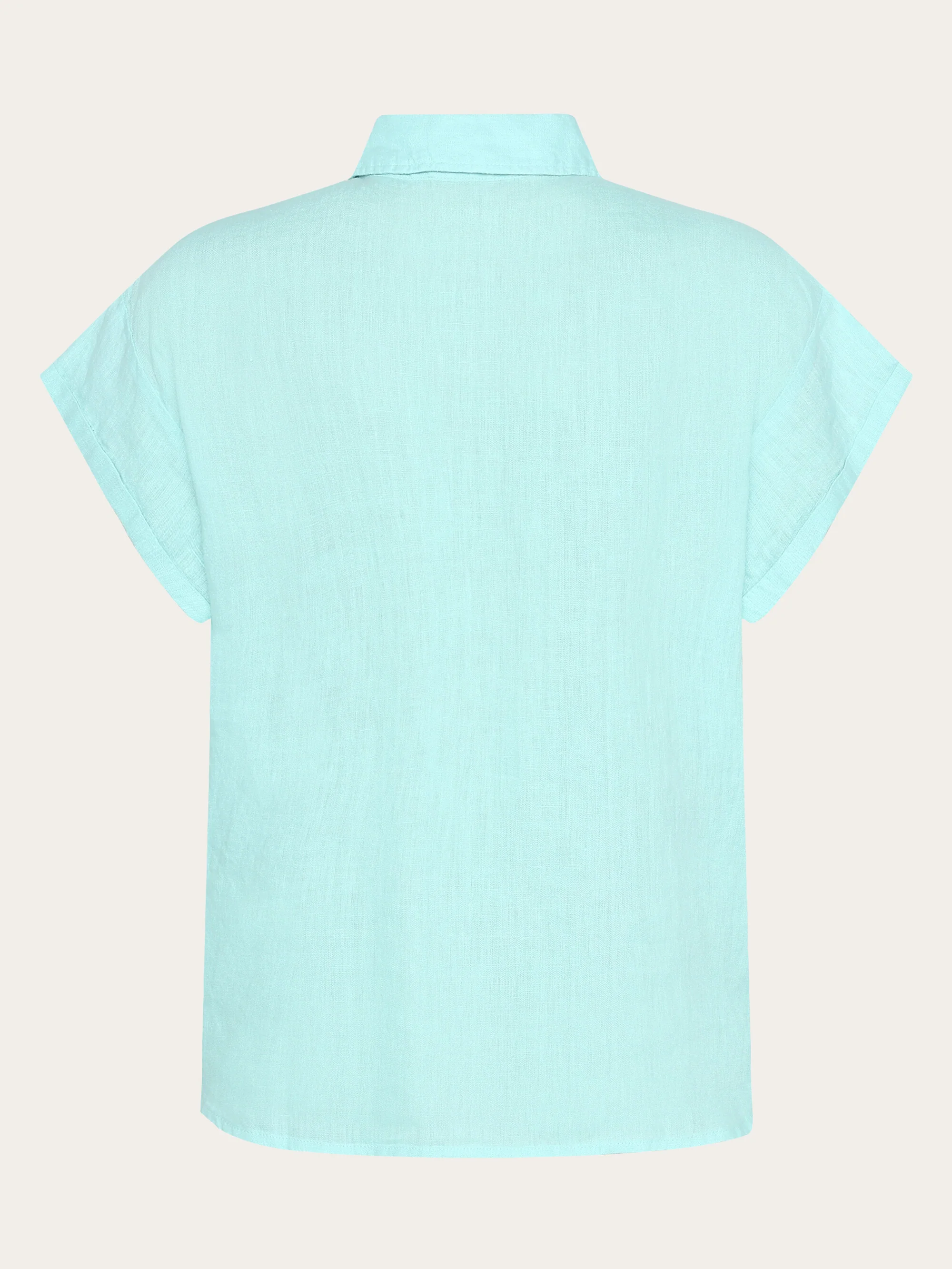 ASTER fold up short sleeve linen shirt - Aqua-Esque - Image 3