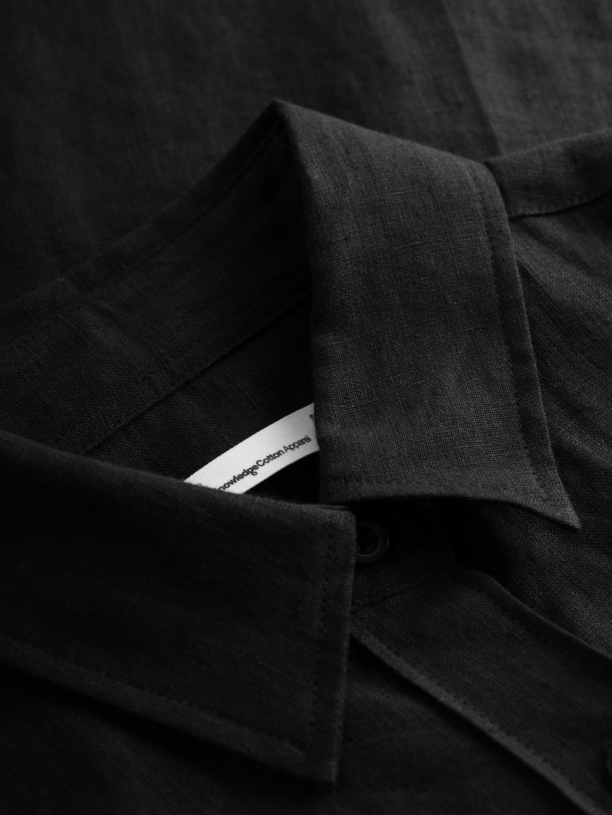 ASTER fold up short sleeve linen shirt - Black Jet - Image 2