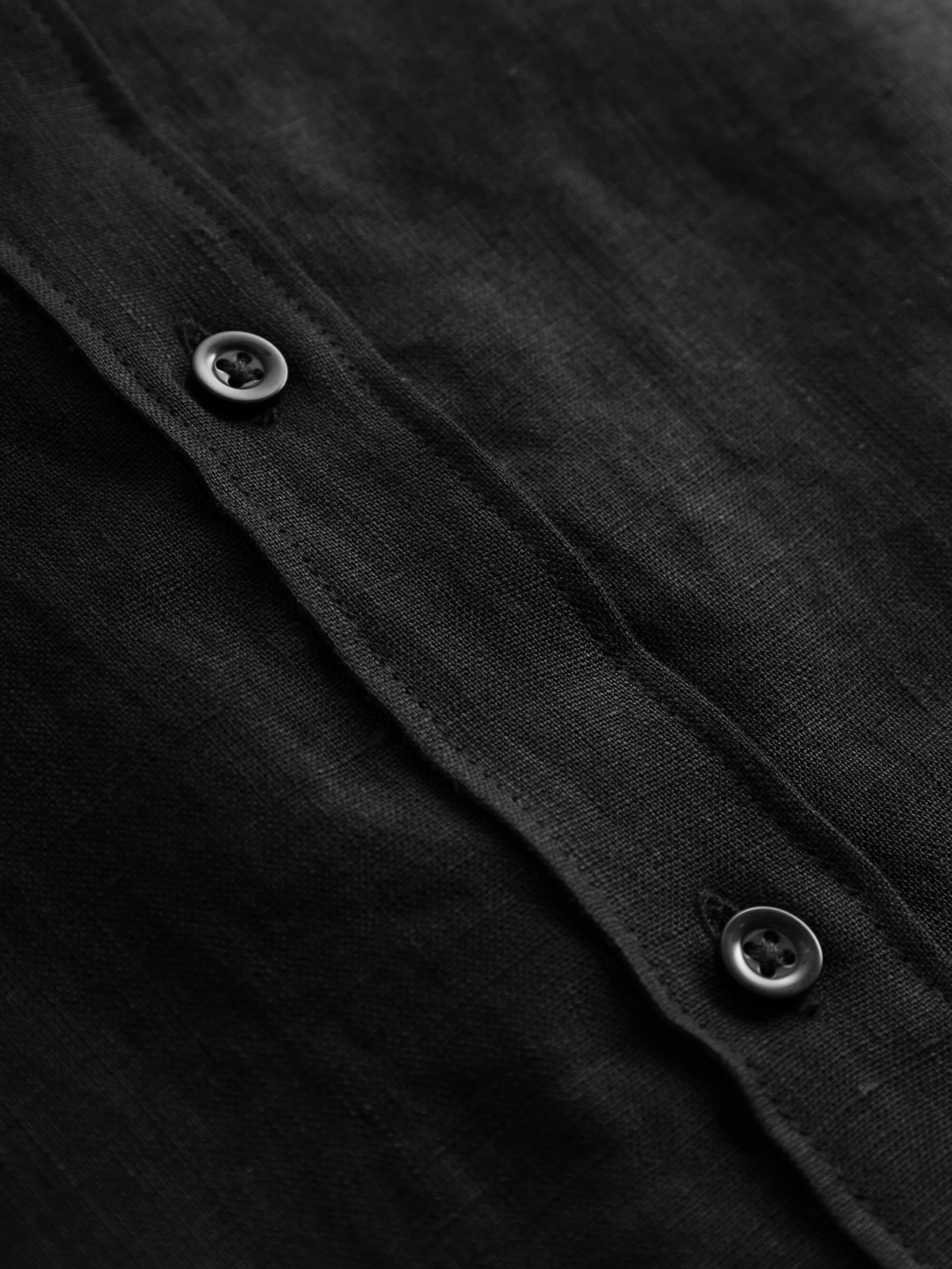 ASTER fold up short sleeve linen shirt - Black Jet - Image 3