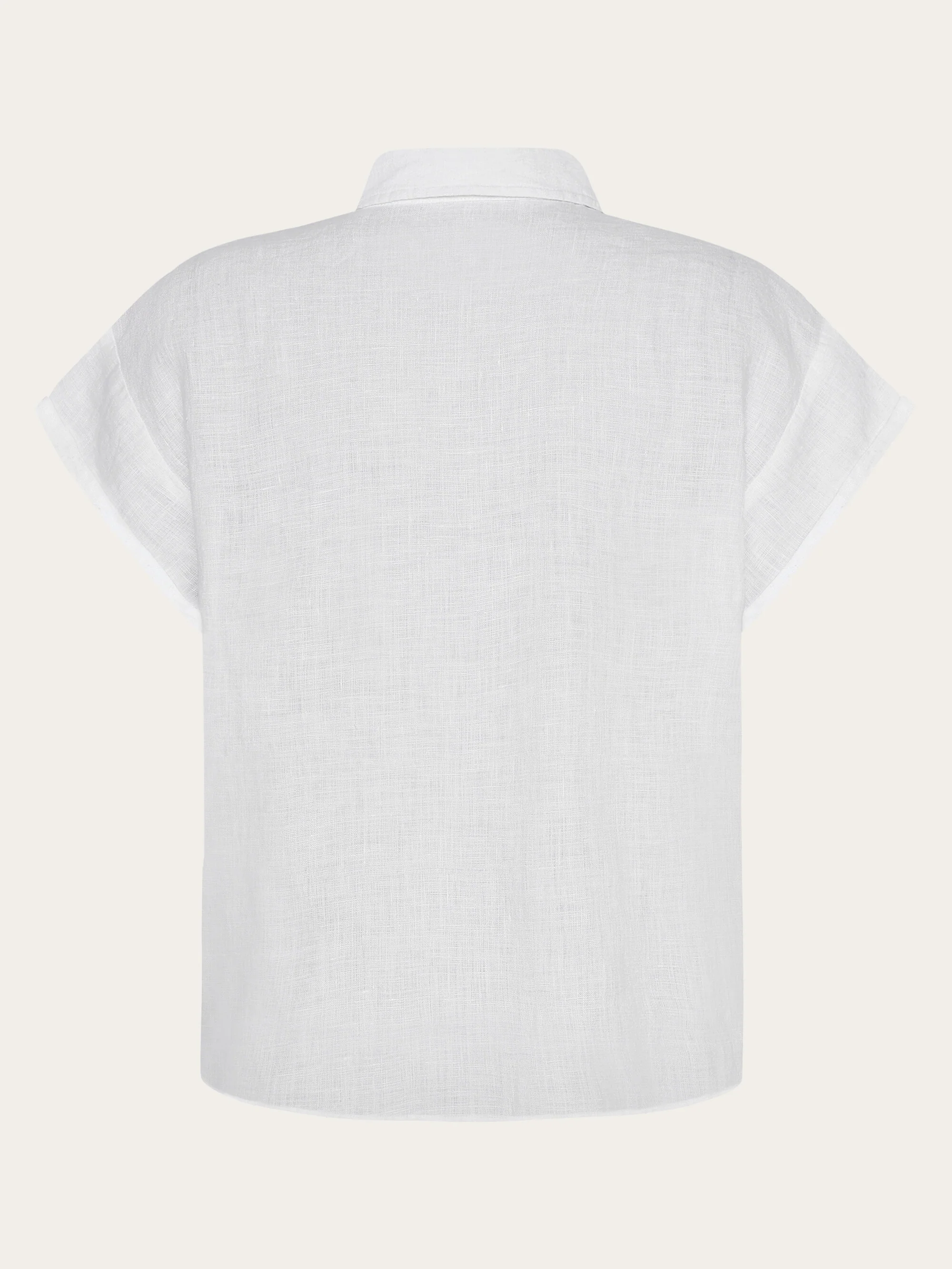 ASTER fold up short sleeve linen shirt - Bright White - Image 3