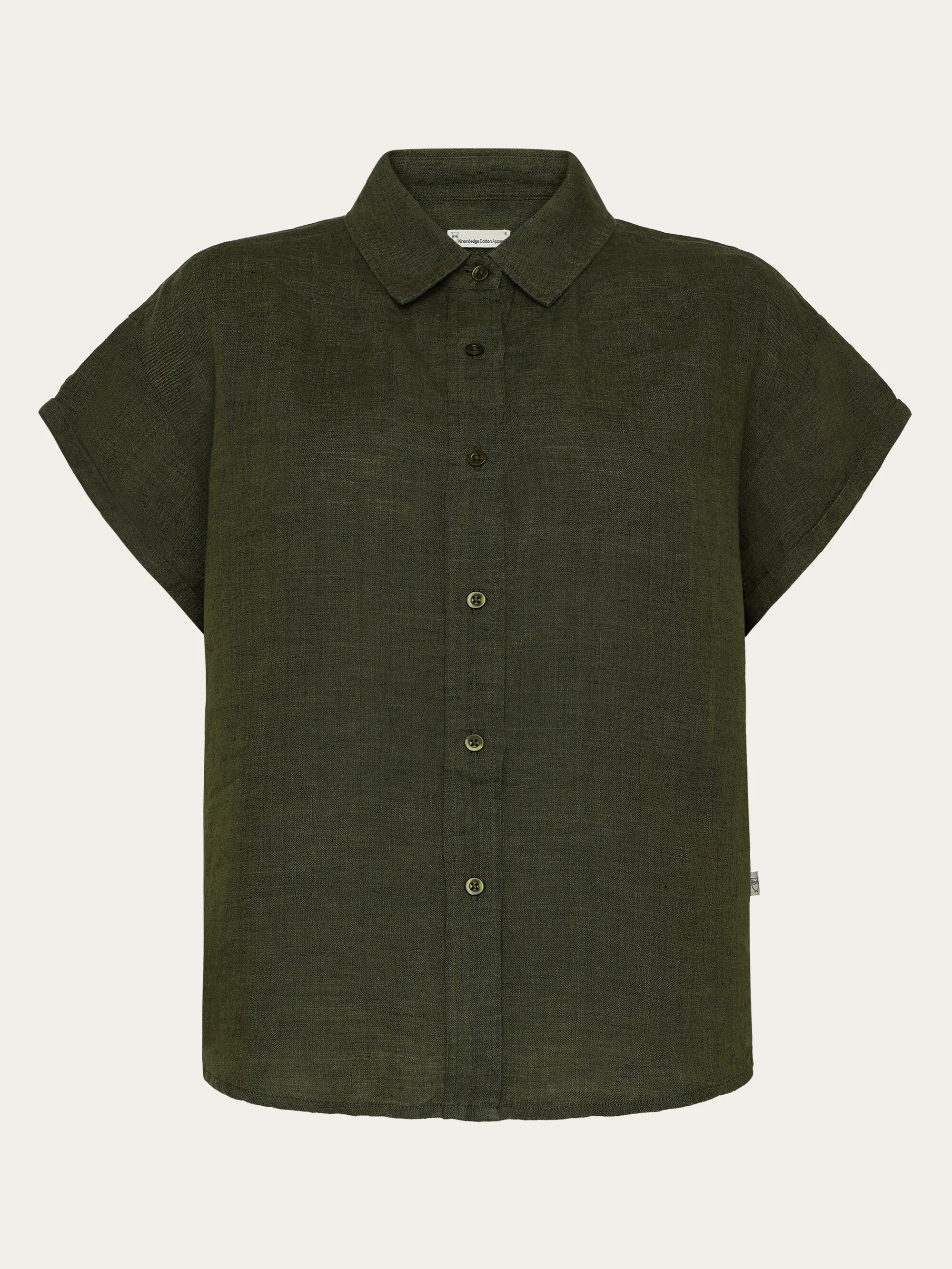 ASTER fold up short sleeve linen shirt - Burned Olive