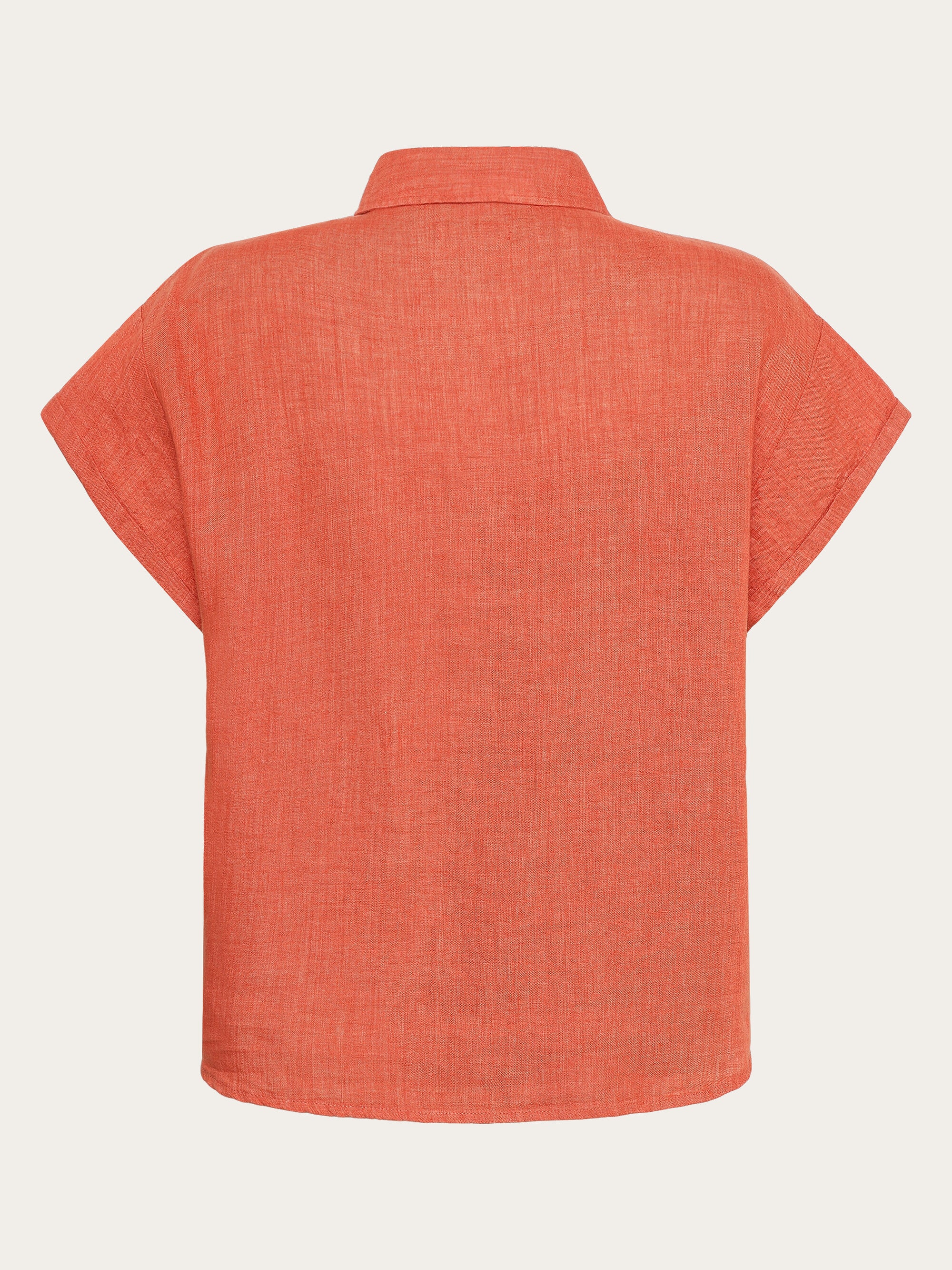 ASTER fold up short sleeve linen shirt - Langoustino - Image 3