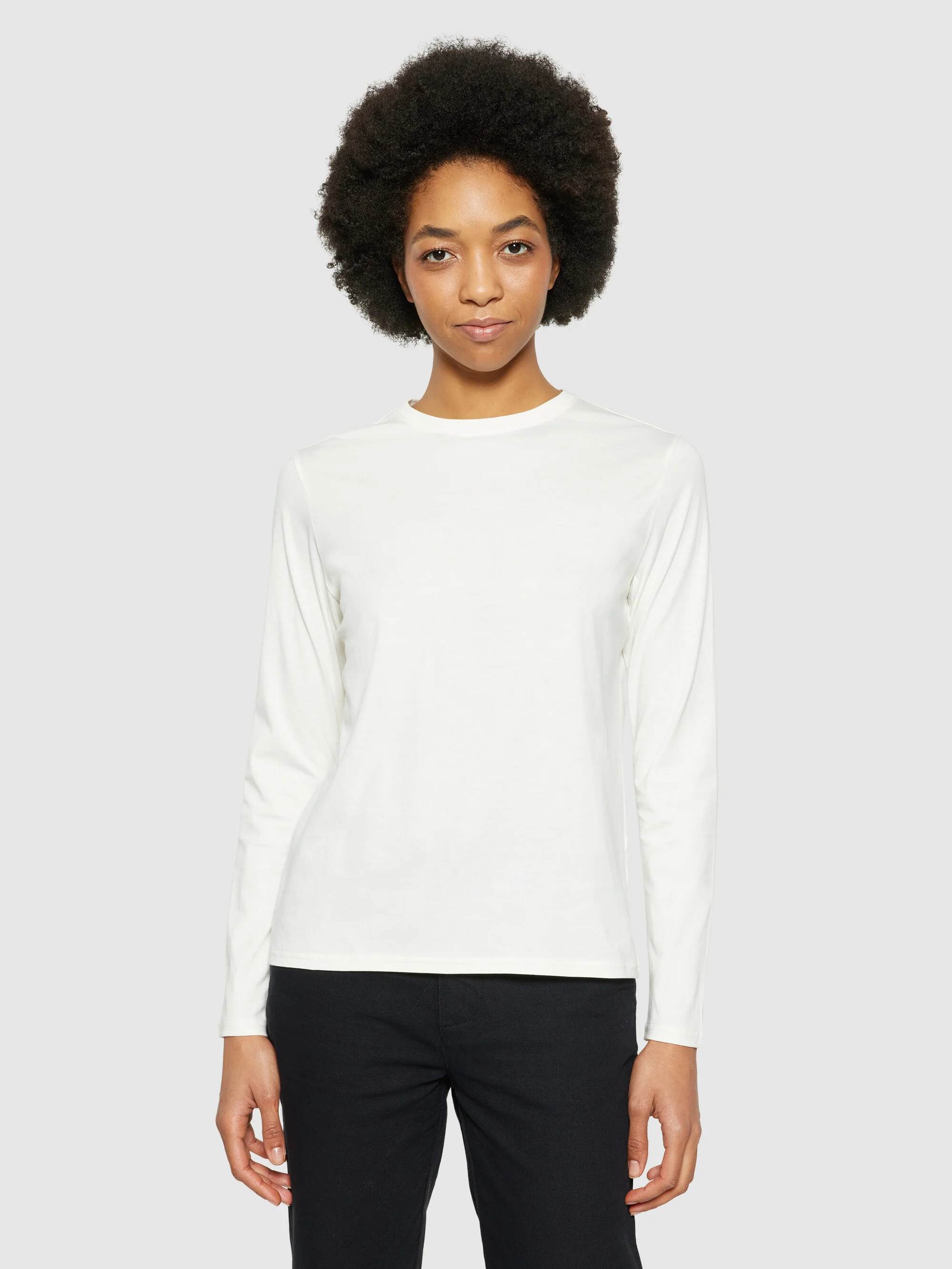 Basic pima cotton long sleeve t-shirt - GOTS/Vegan - Egret - Image 2