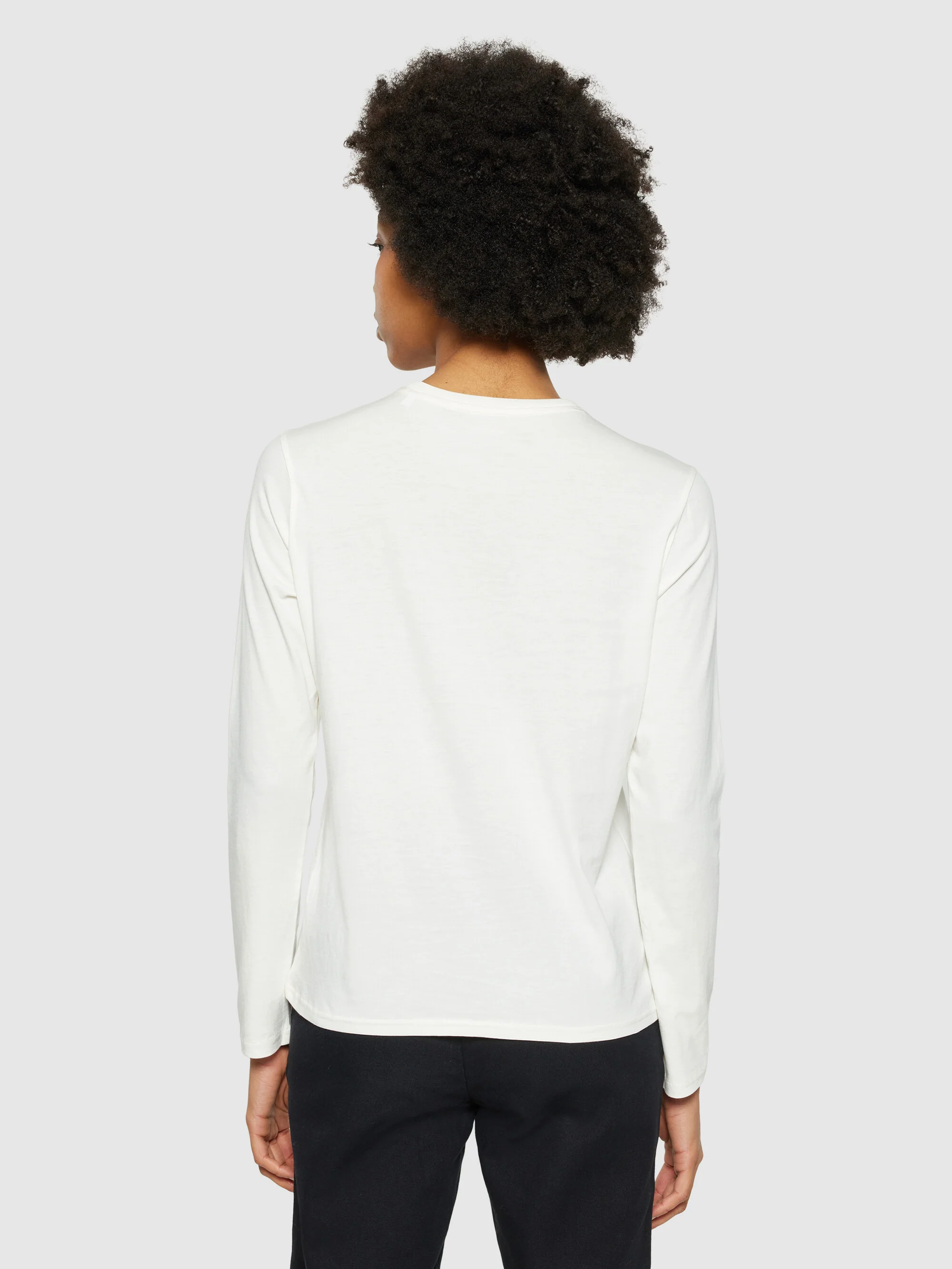 Basic pima cotton long sleeve t-shirt - GOTS/Vegan - Egret - Image 3