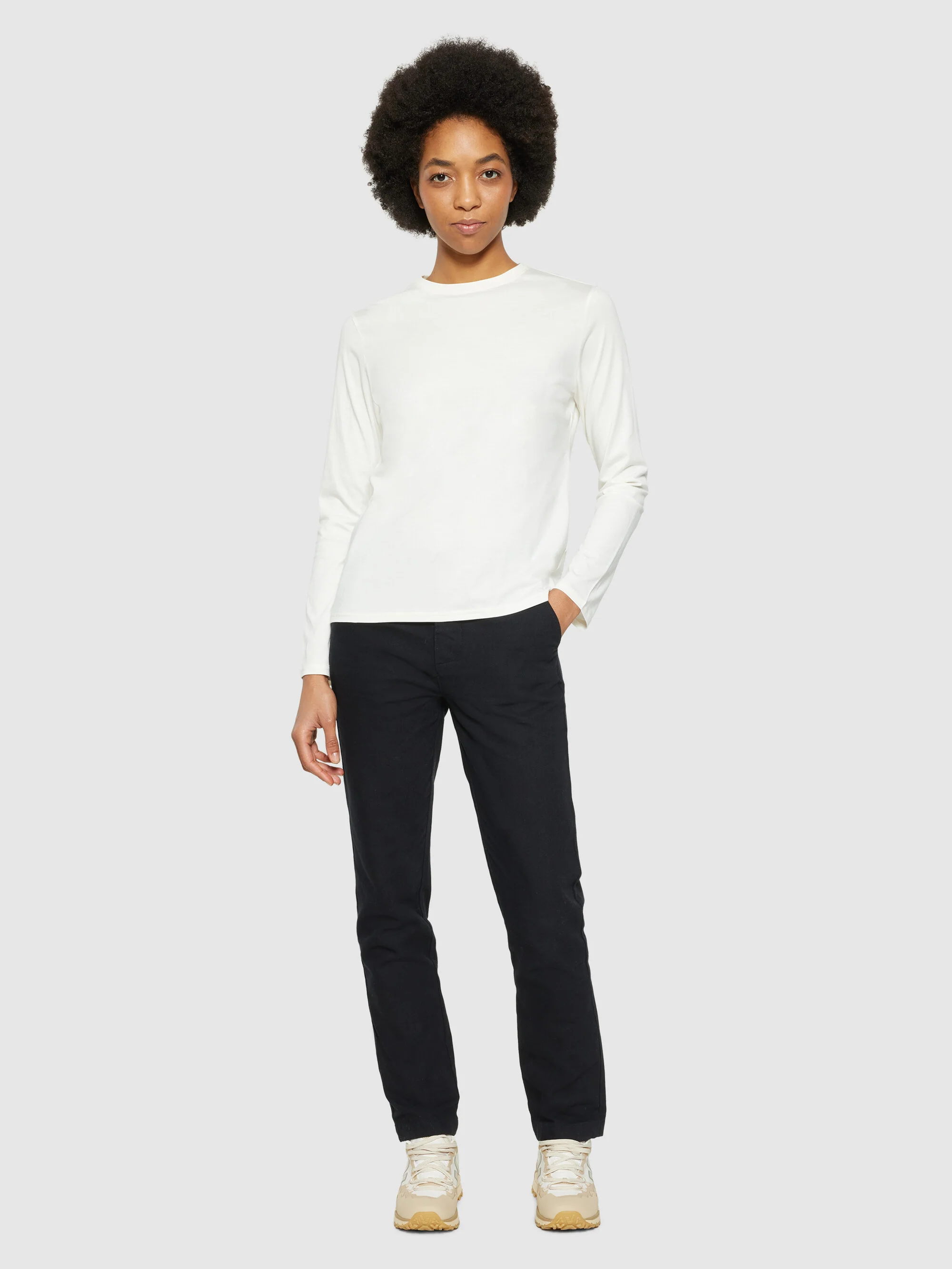Basic pima cotton long sleeve t-shirt - GOTS/Vegan - Egret - Image 4