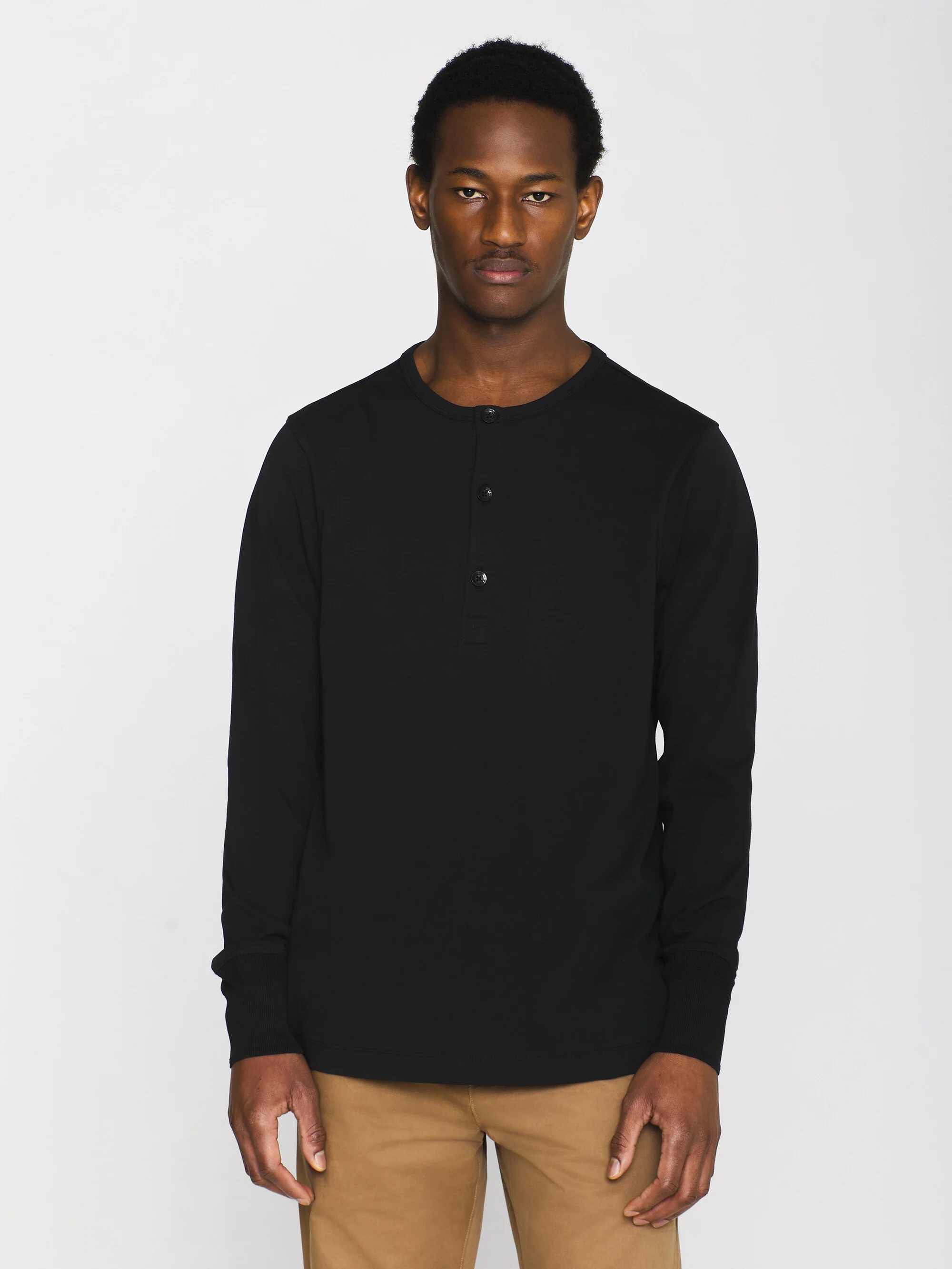 Heavy jersey henley shirt - Black Jet - Image 2