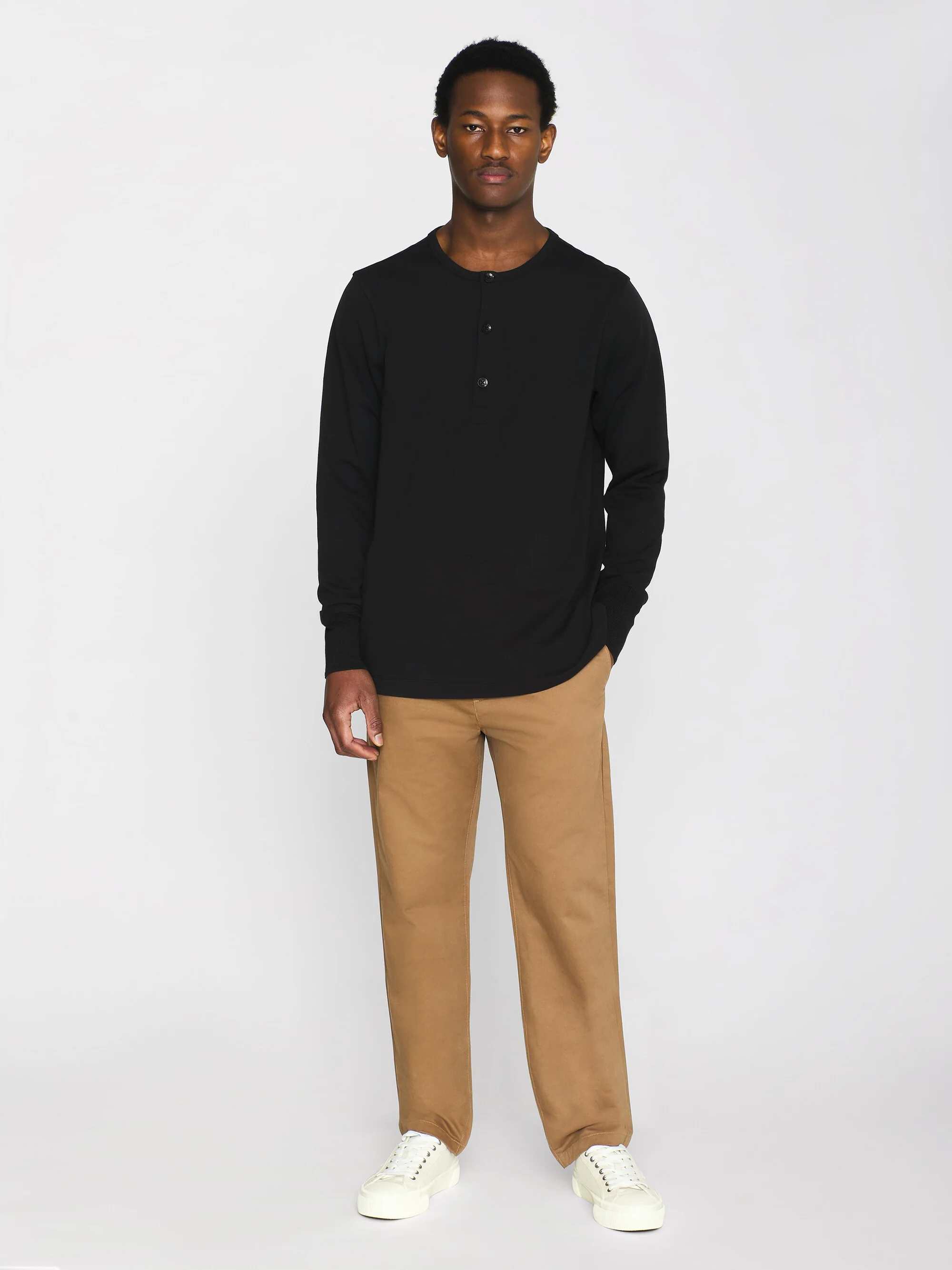 Heavy jersey henley shirt - Black Jet - Image 4
