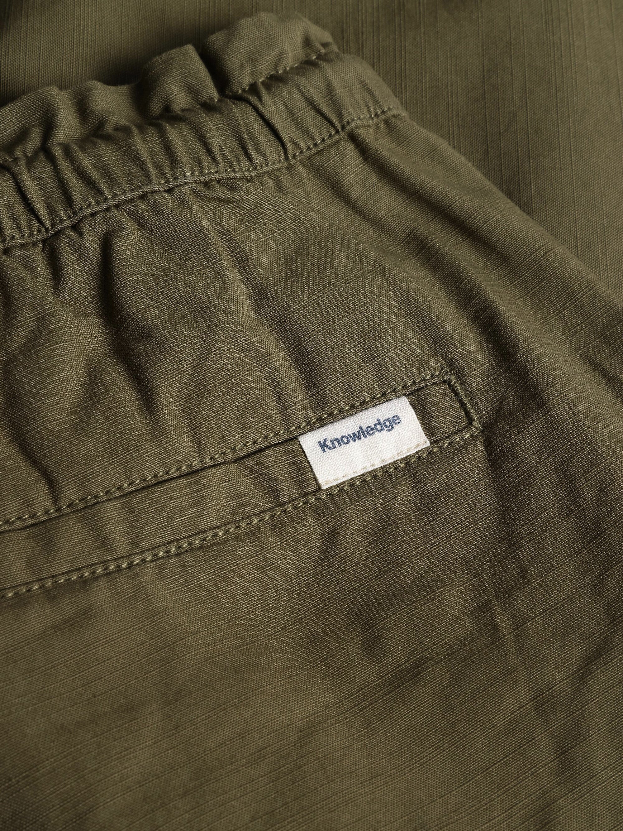 Boardwalk slub shorts with elastic waist - GOTS/Vegan - Burned Olive - Image 2