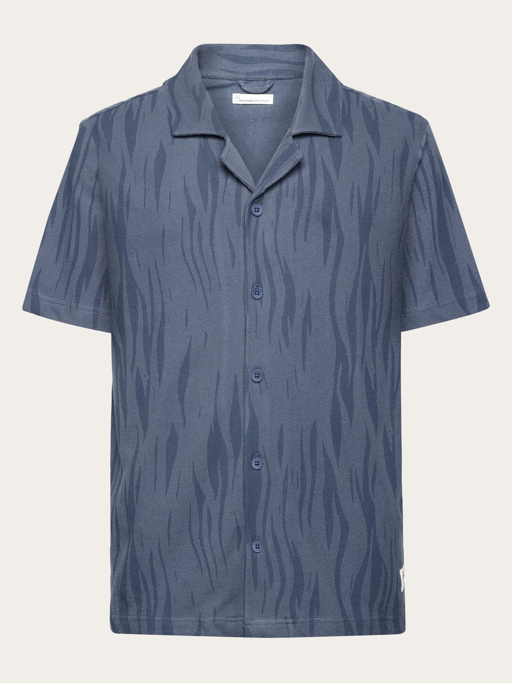 Bouclé loose fit Northern Lights short sleeve shirt - GOTS/Vegan - Blue