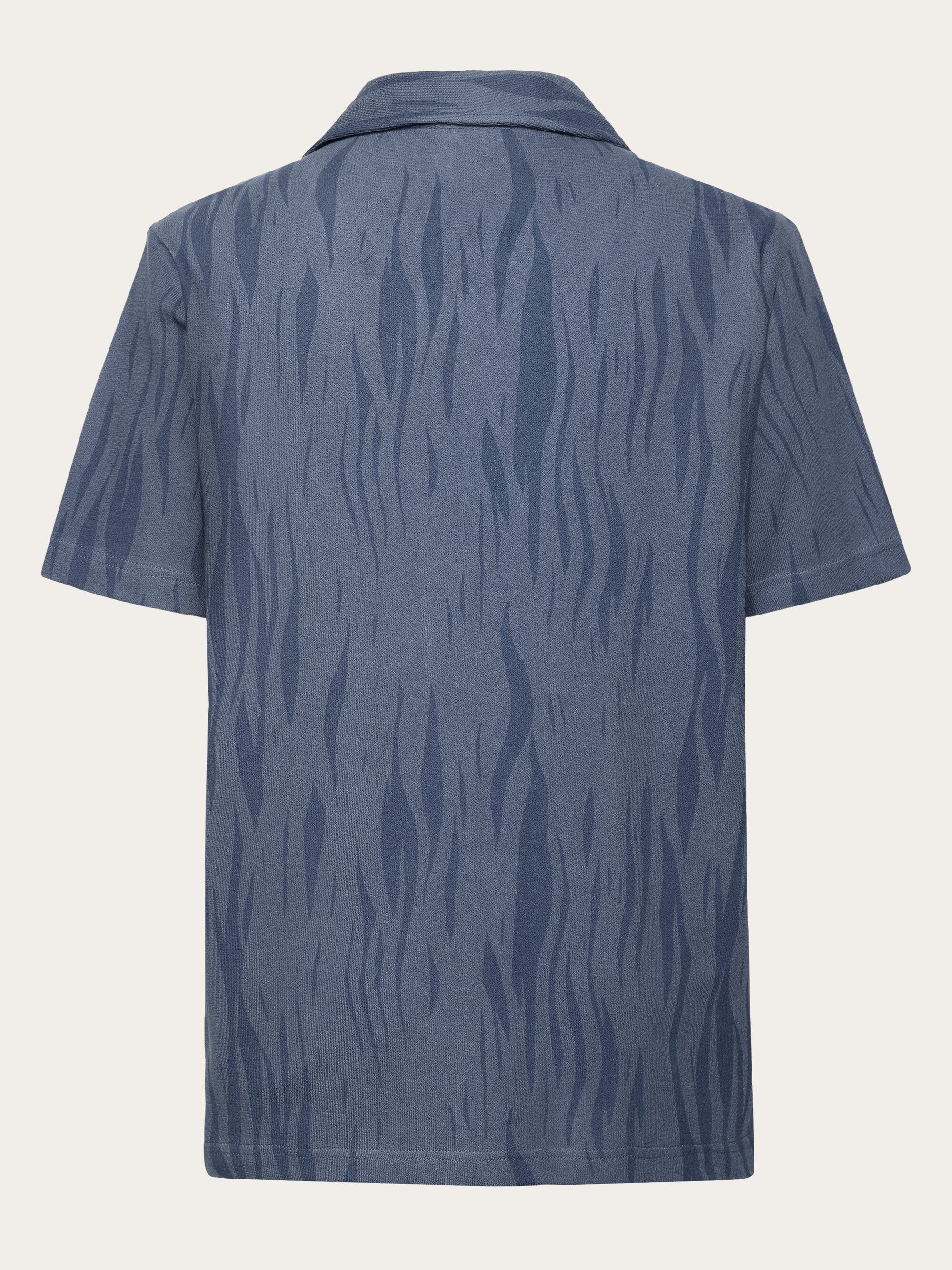 Bouclé loose fit Northern Lights short sleeve shirt - GOTS/Vegan - Blue - Image 3