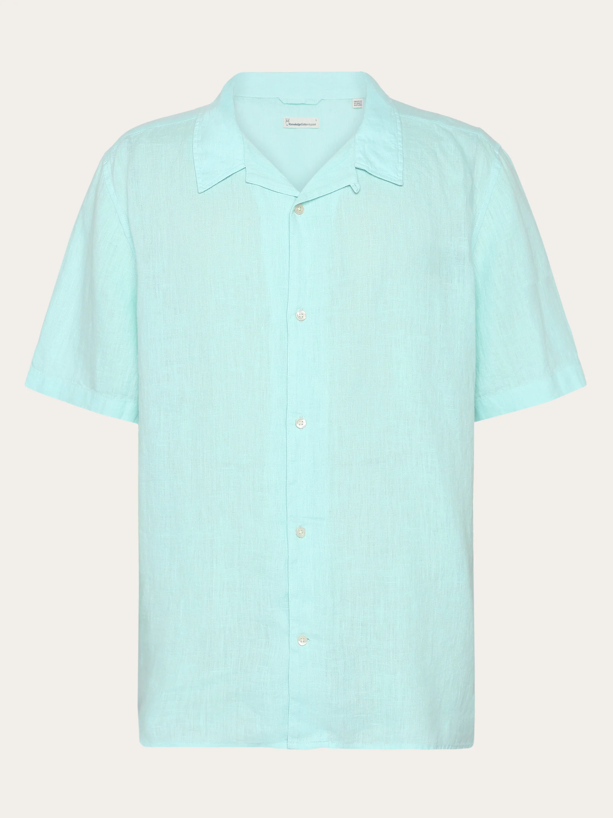 Box fit short sleeved linen shirt - Aqua-Esque