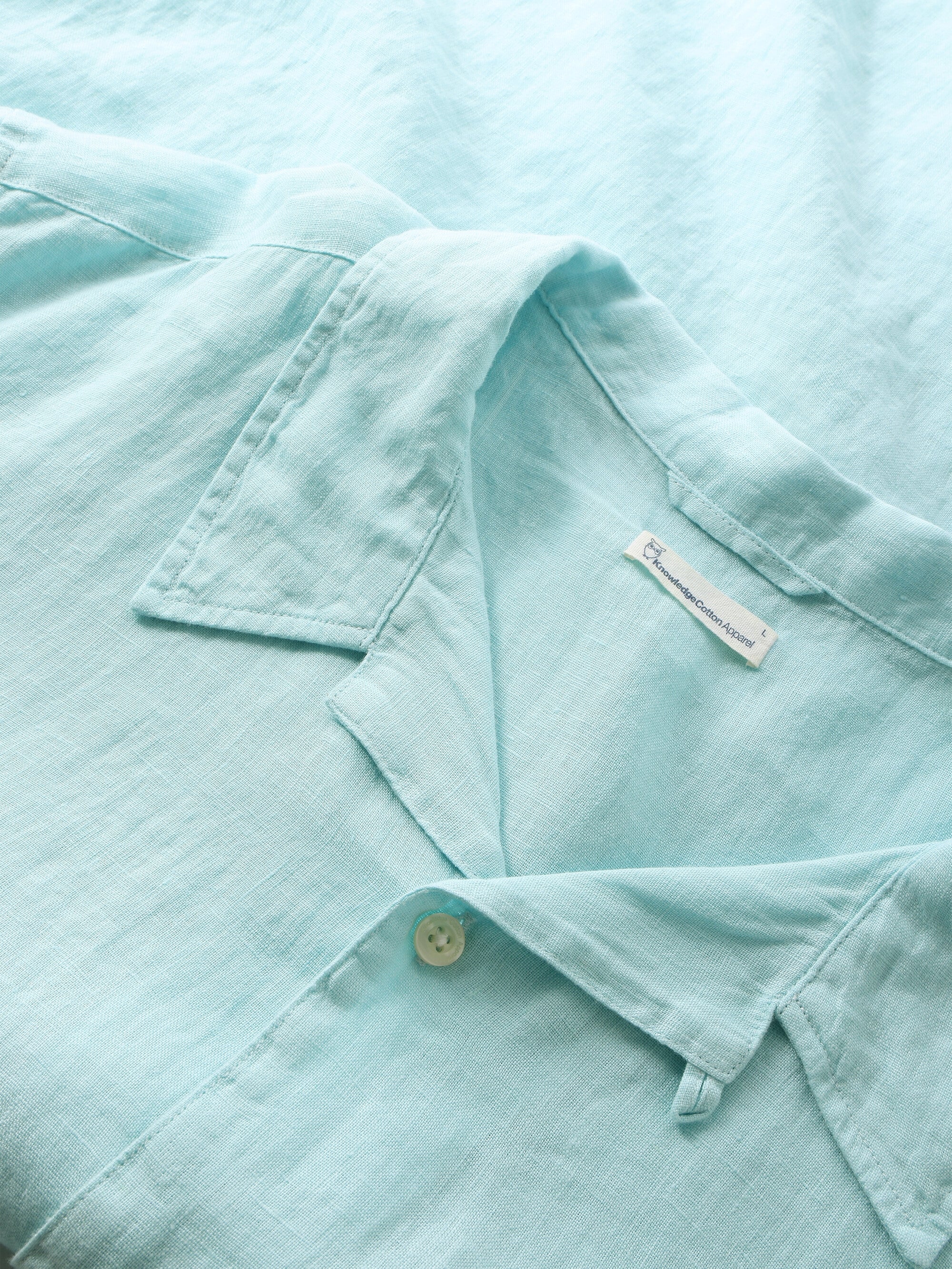 Box fit short sleeved linen shirt - Aqua-Esque - Image 2