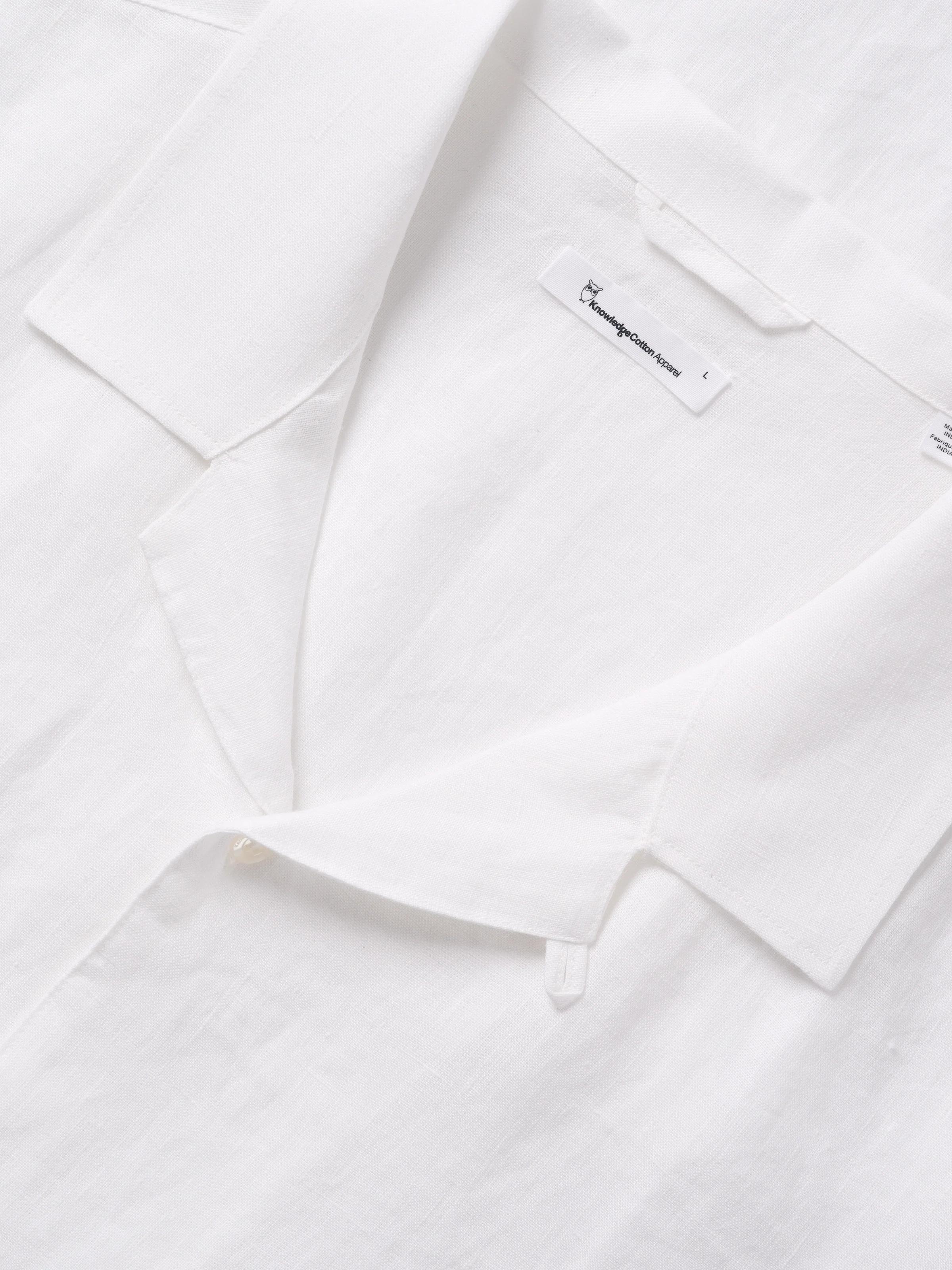 Box fit short sleeved linen shirt - Bright White - Image 5