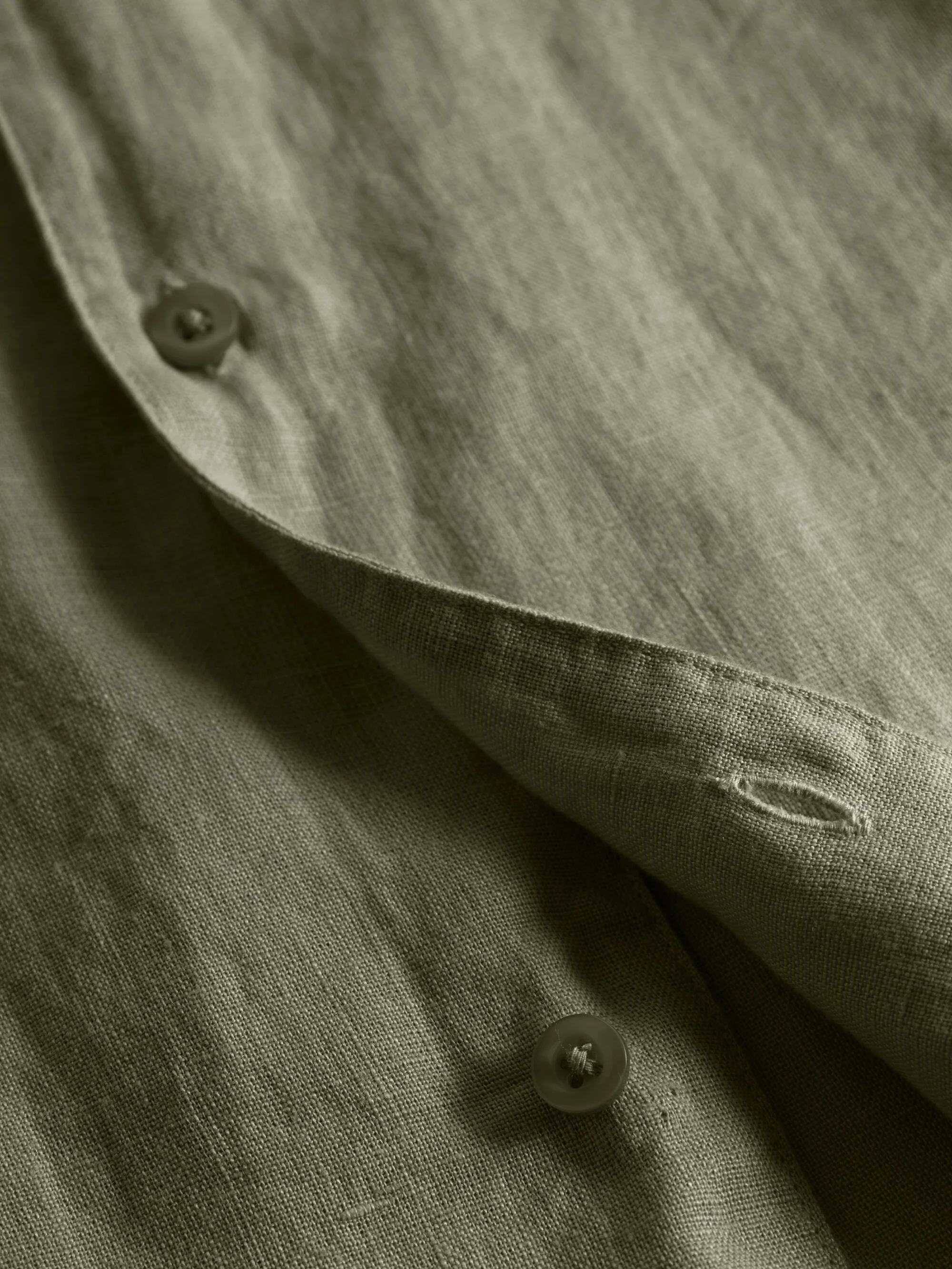 Box fit short sleeved linen shirt - Burned Olive - Image 6