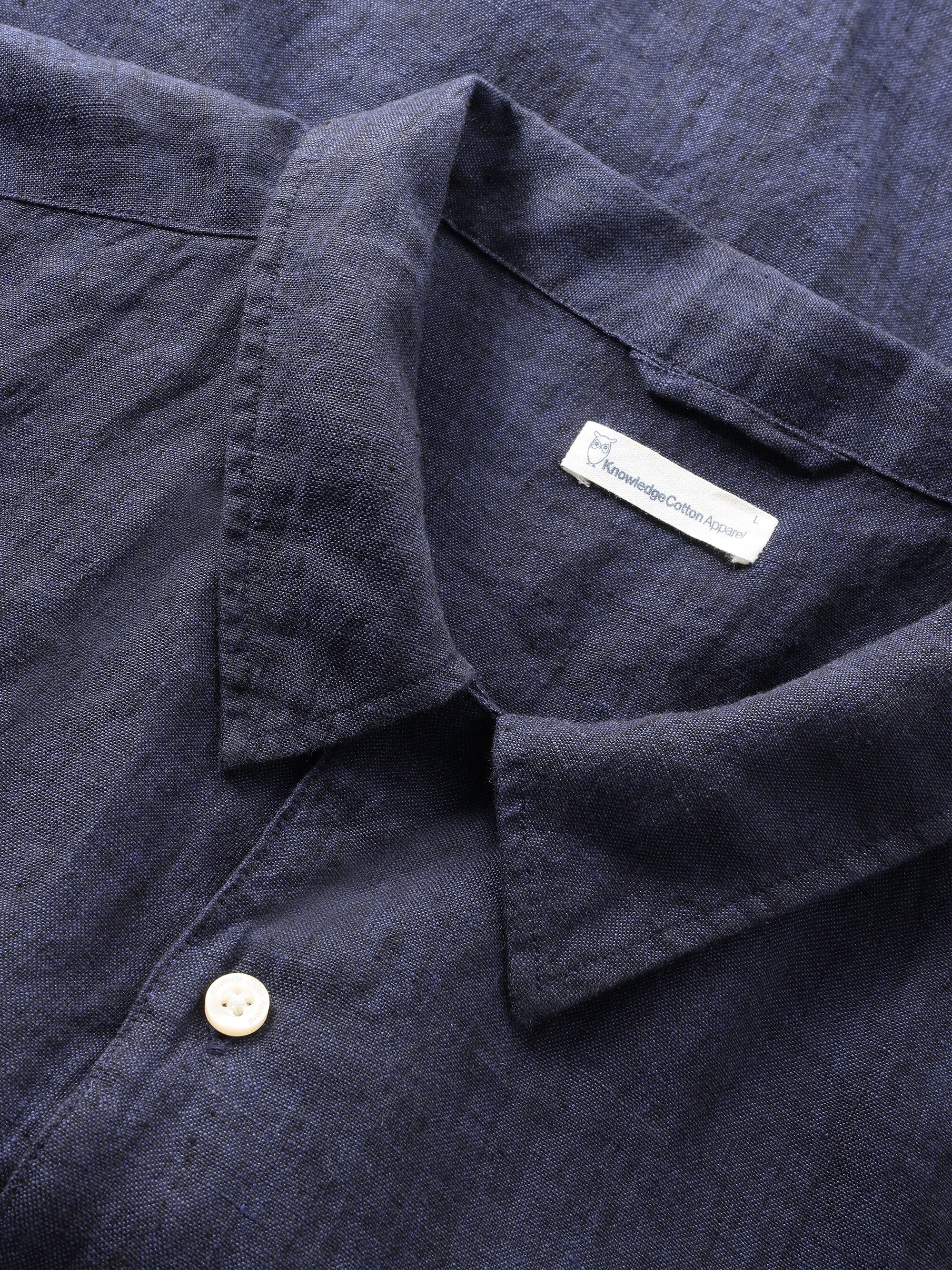 Box fit short sleeved linen shirt - Yarndyed - Total Eclipse - Image 4