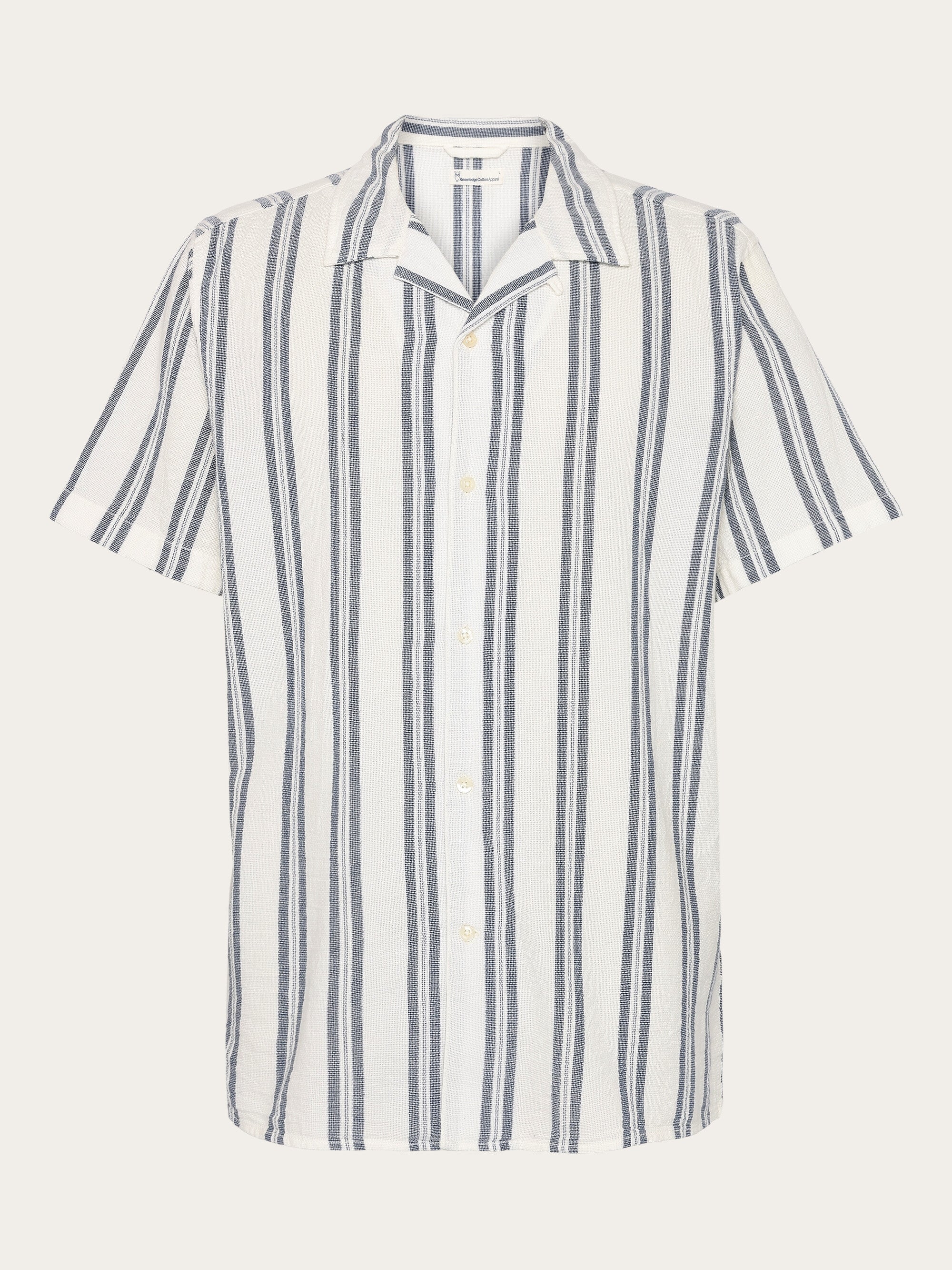 Box short sleeve striped cotton shirt GOTS/Vegan - Blue stripe