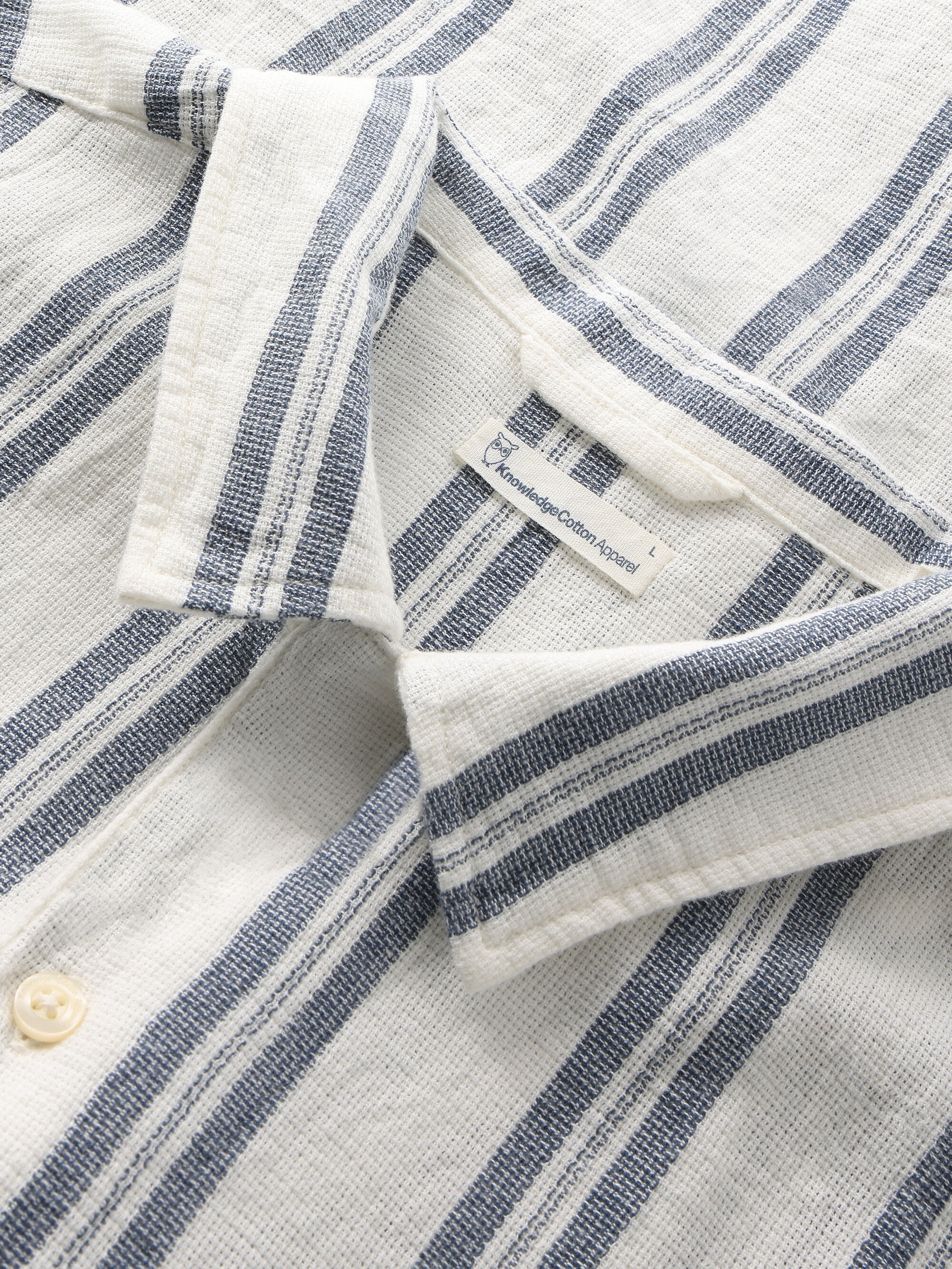 Box short sleeve striped cotton shirt GOTS/Vegan - Blue stripe - Image 2