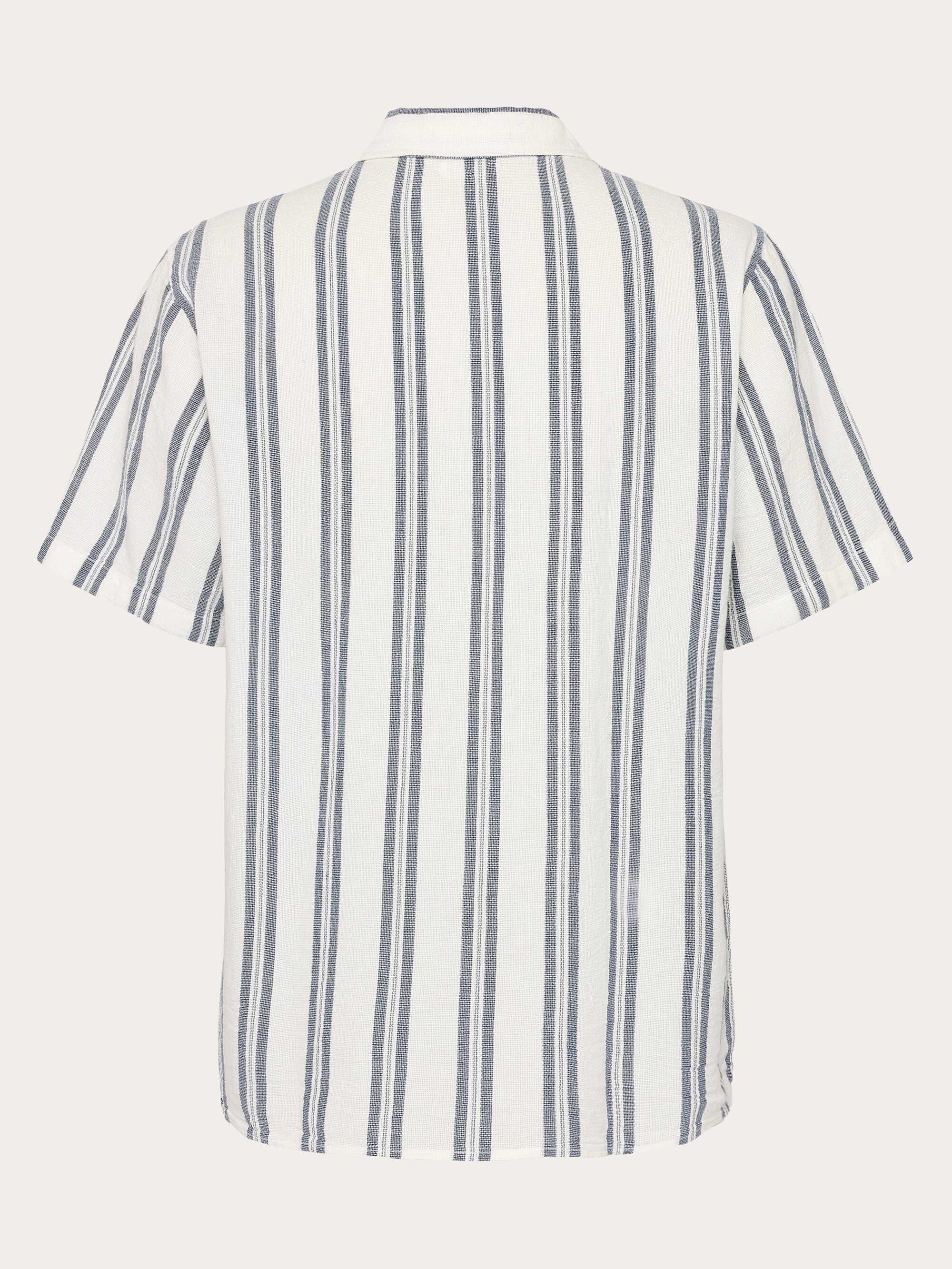 Box short sleeve striped cotton shirt GOTS/Vegan - Blue stripe - Image 3