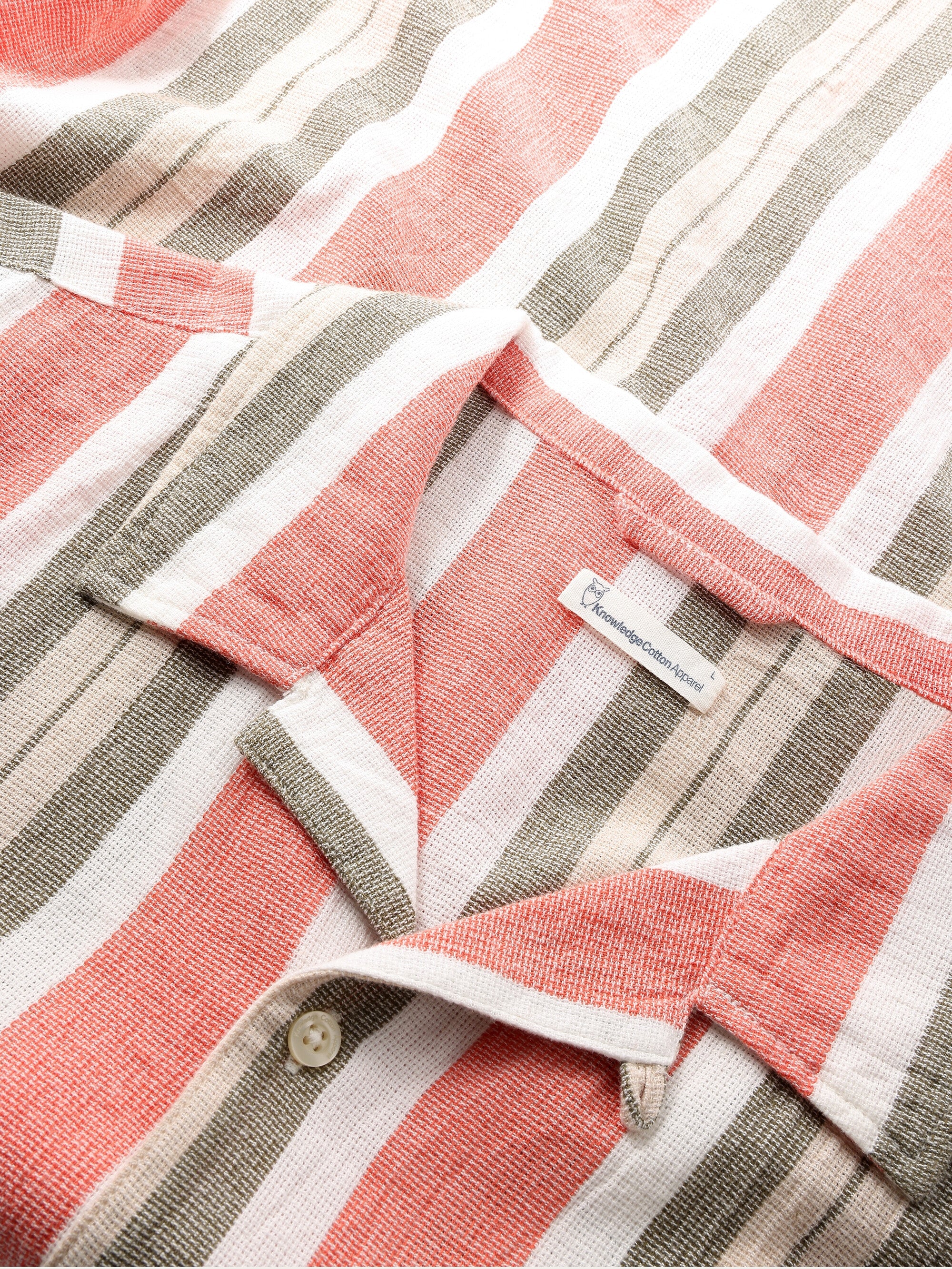 Box short sleeve striped cotton shirt GOTS/Vegan - Green stripe - Image 2