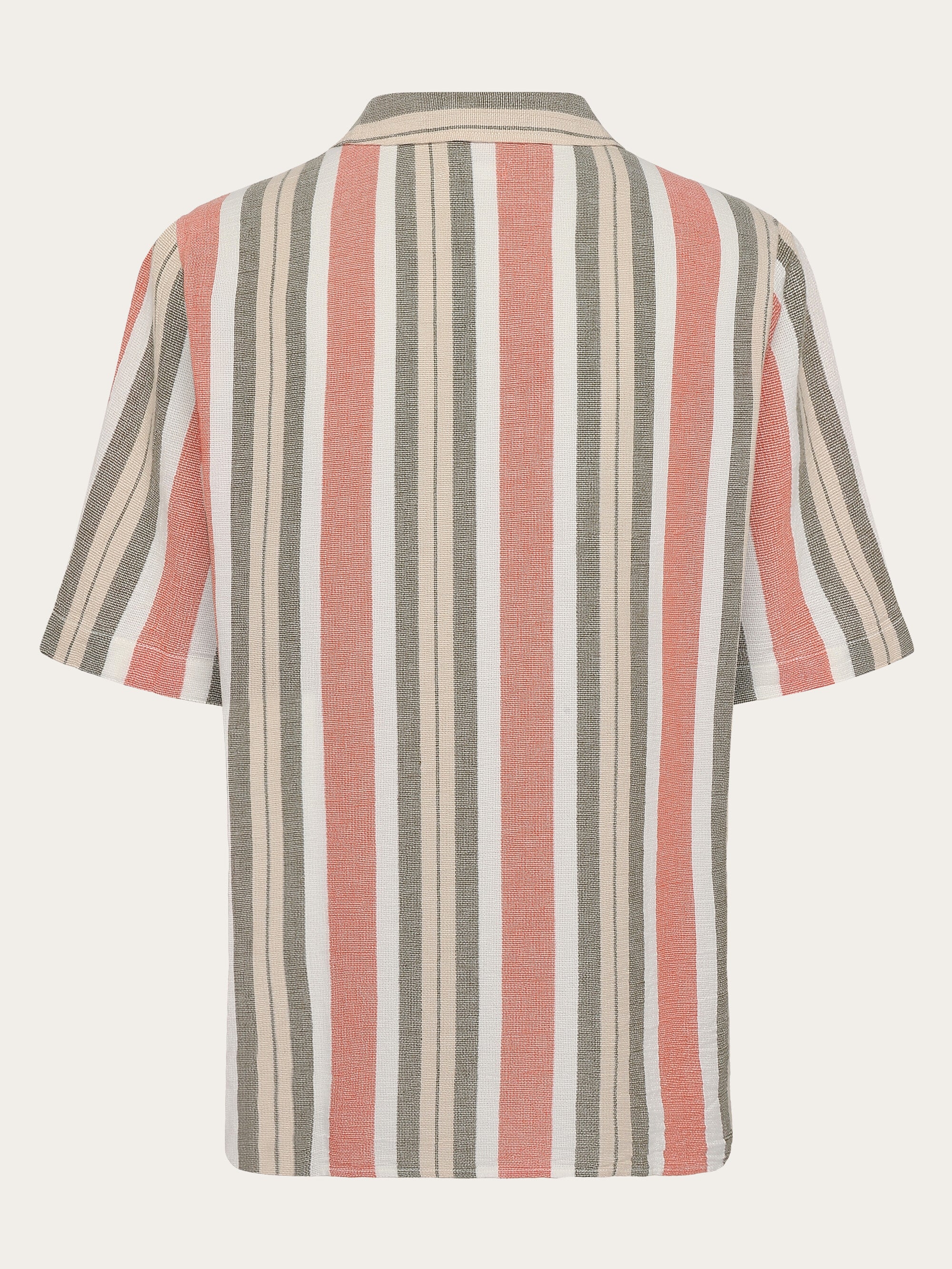 Box short sleeve striped cotton shirt GOTS/Vegan - Green stripe - Image 3