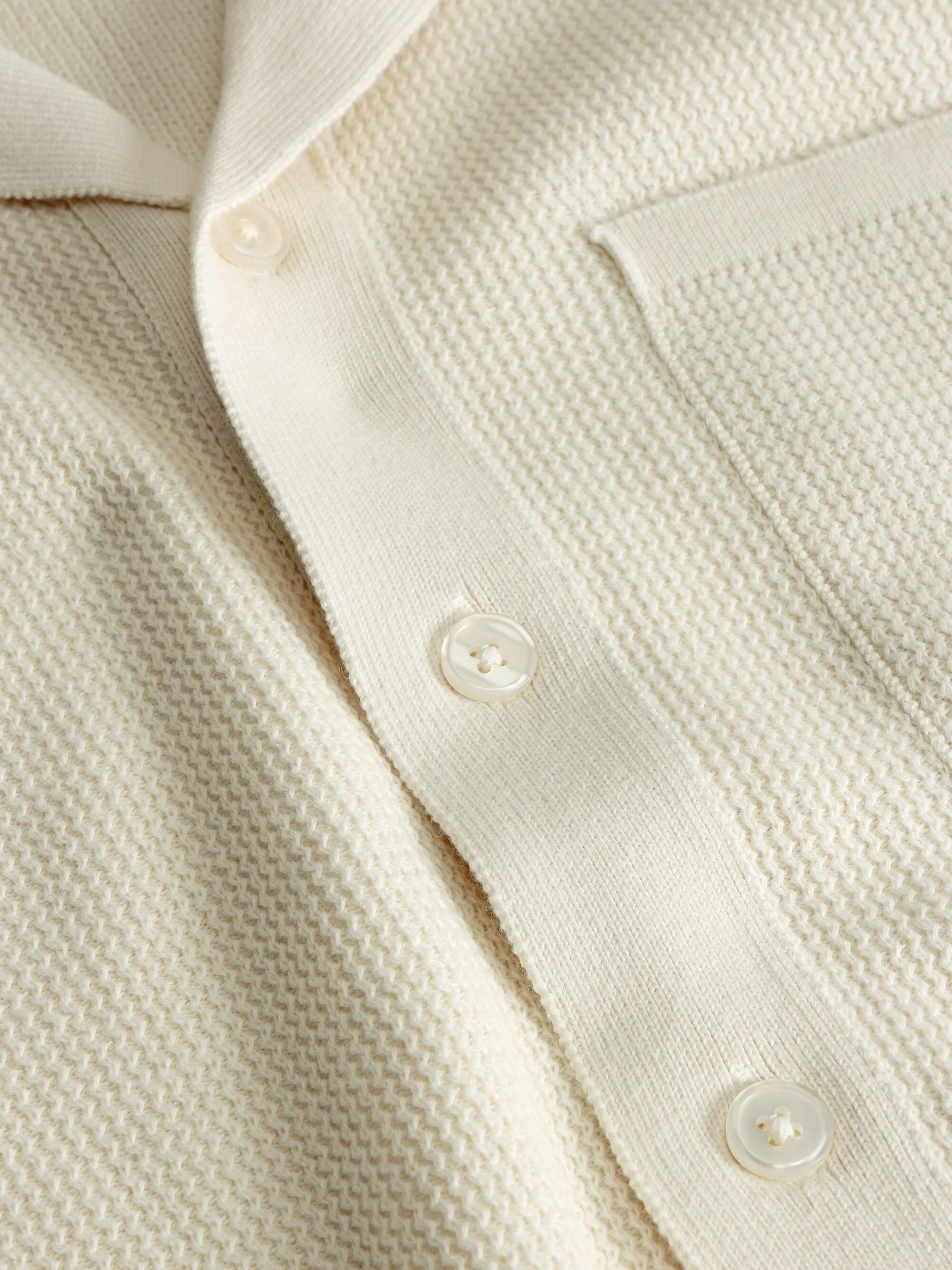 Boxy short sleeve structured knitted shirt - Regenerative Organic Certified™ - GOTS/Vegan - Egret - Image 2