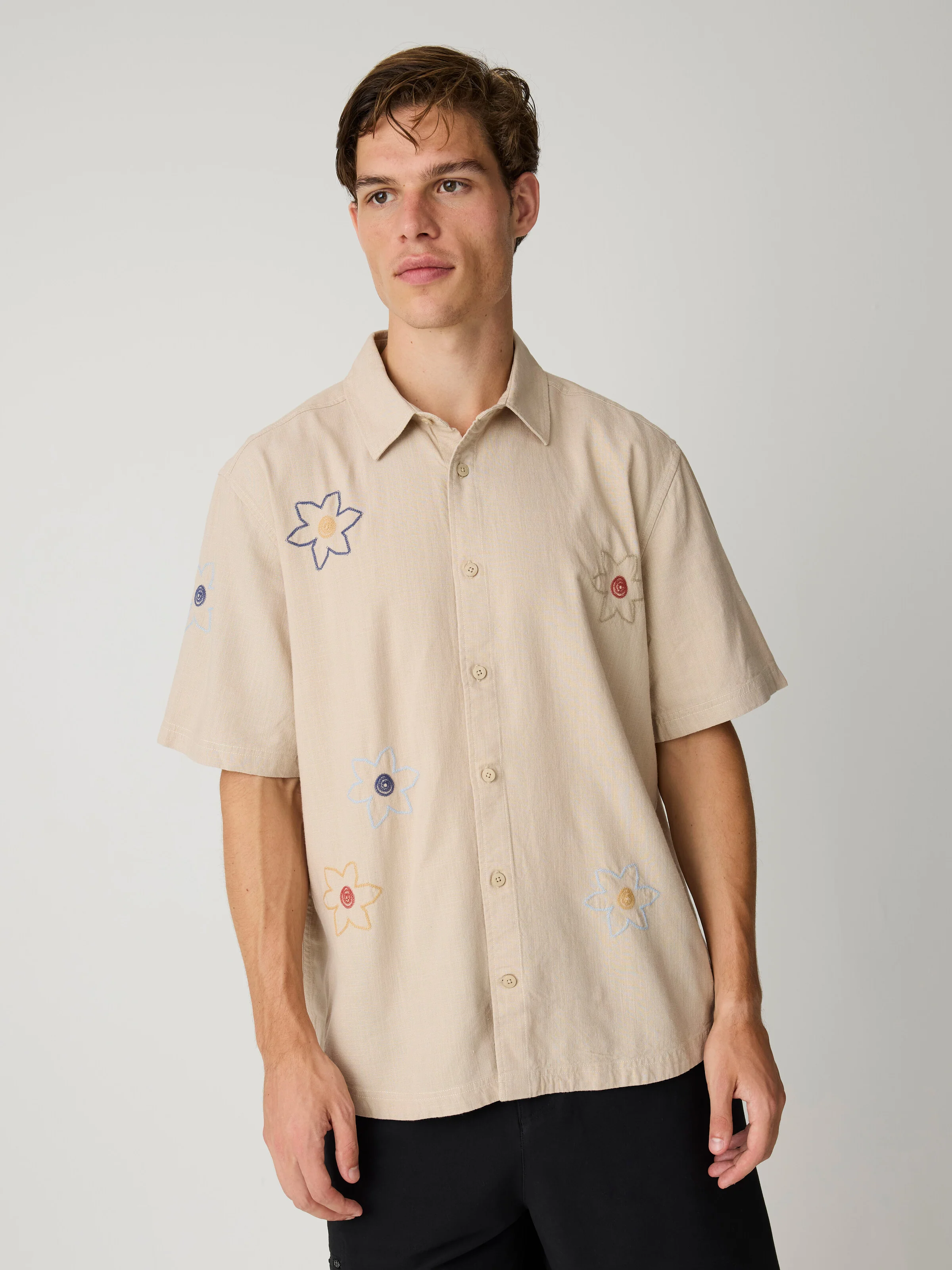 Breeze comfort embroidery short sleeve shirt - Light feather gray - Image 3