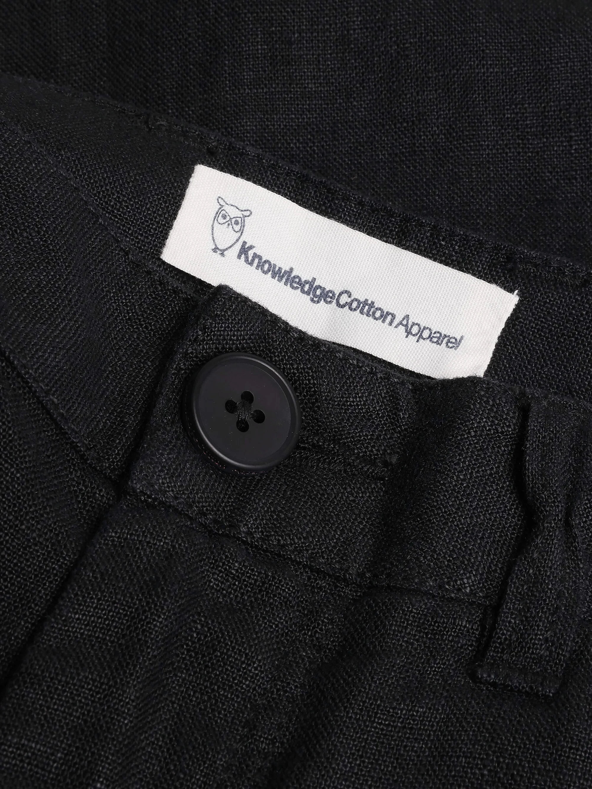 CALLA tapered mid-rise linen pants - GOTS/Vegan - Black Jet - Image 2