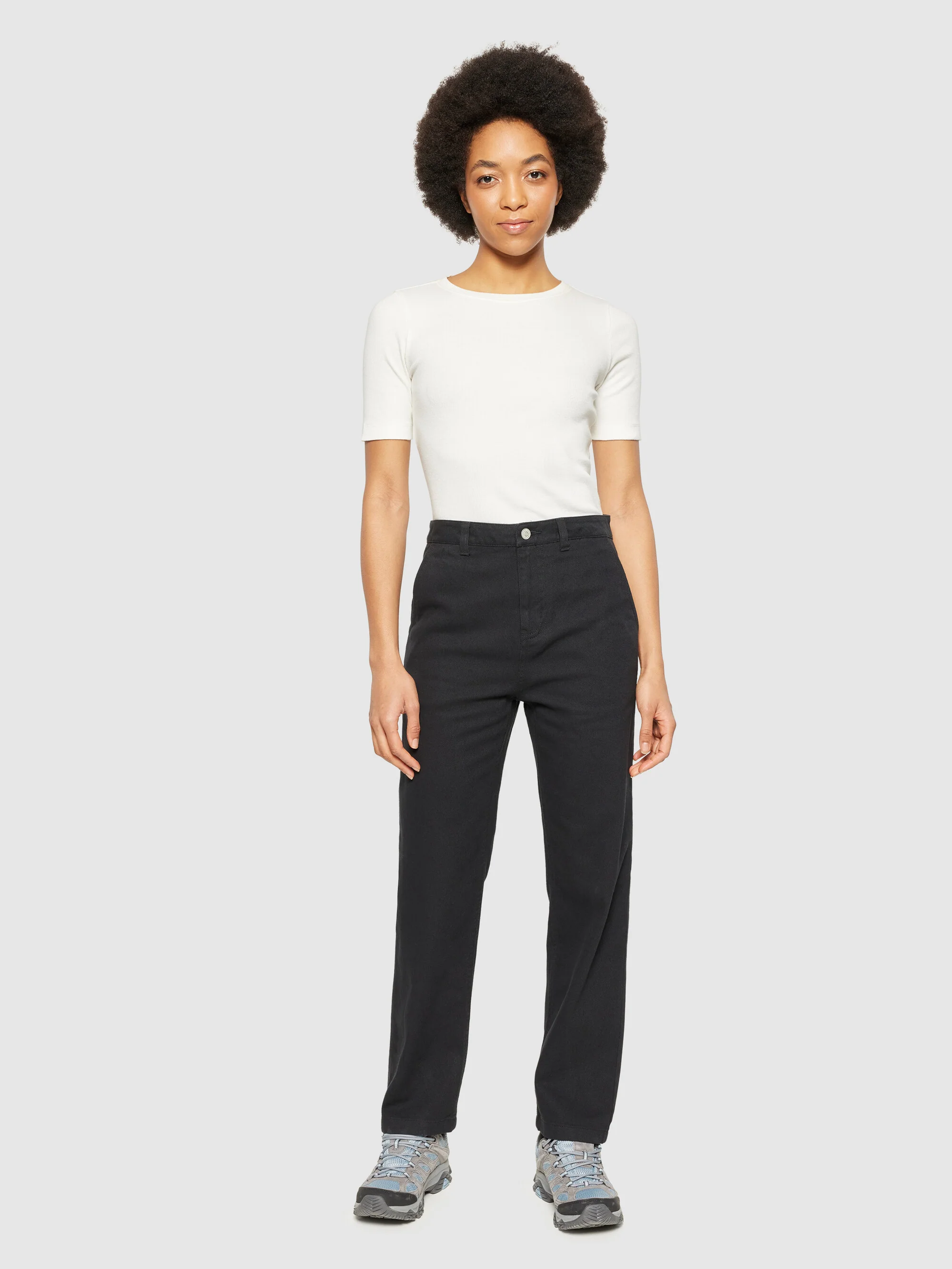 CALLA tapered mid-rise twill workwear pants - GOTS/Vegan - Black Jet - Image 4