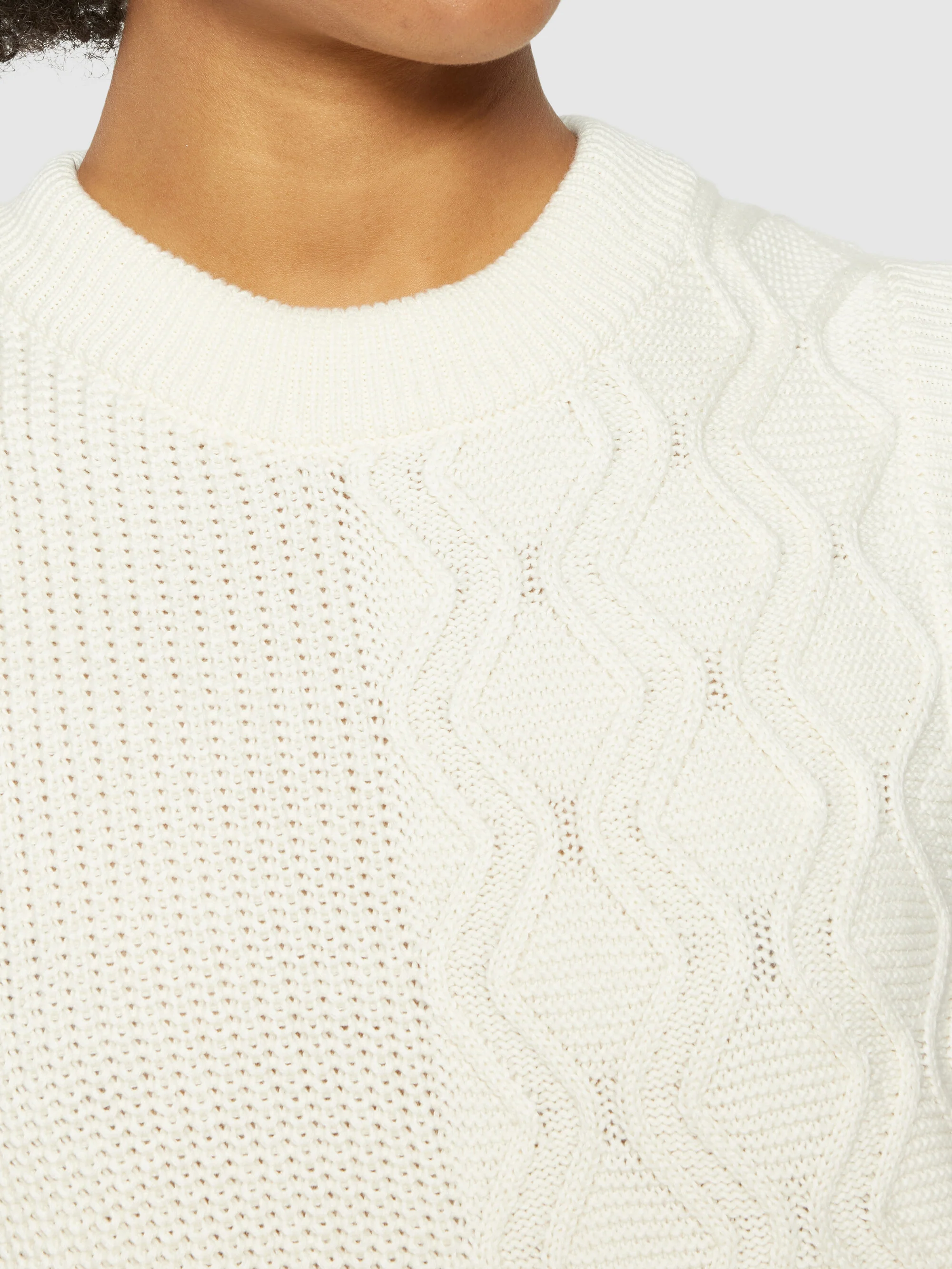 Cotton cable crew neck vest - Regenerative Organic Certified® - GOTS/Vegan - Egret - Image 5
