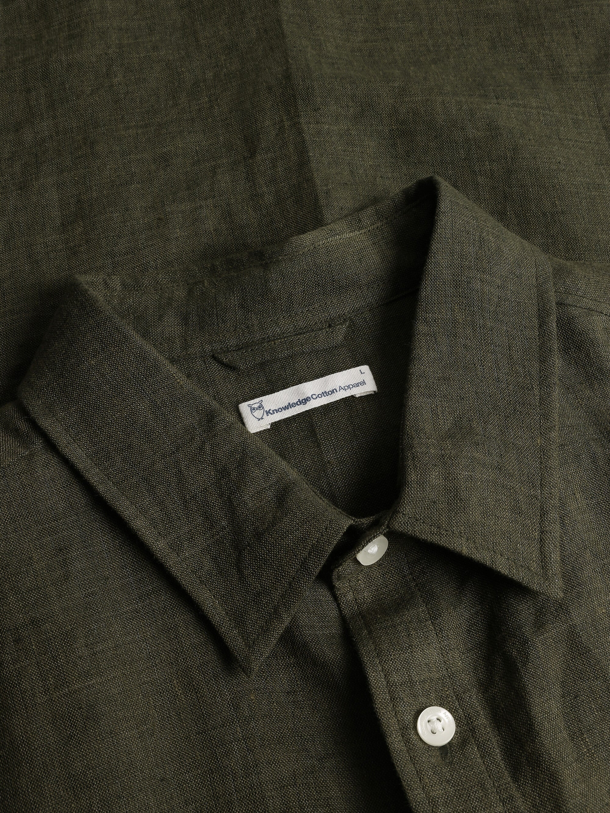 Custom fit linen shirt - Burned Olive - Image 6