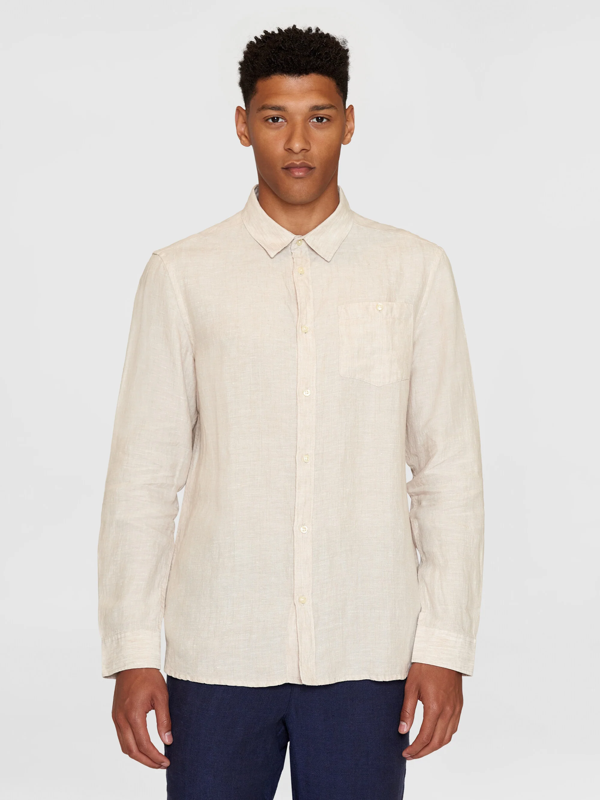 Custom fit linen shirt - Yarndyed - Light feather gray - Image 2