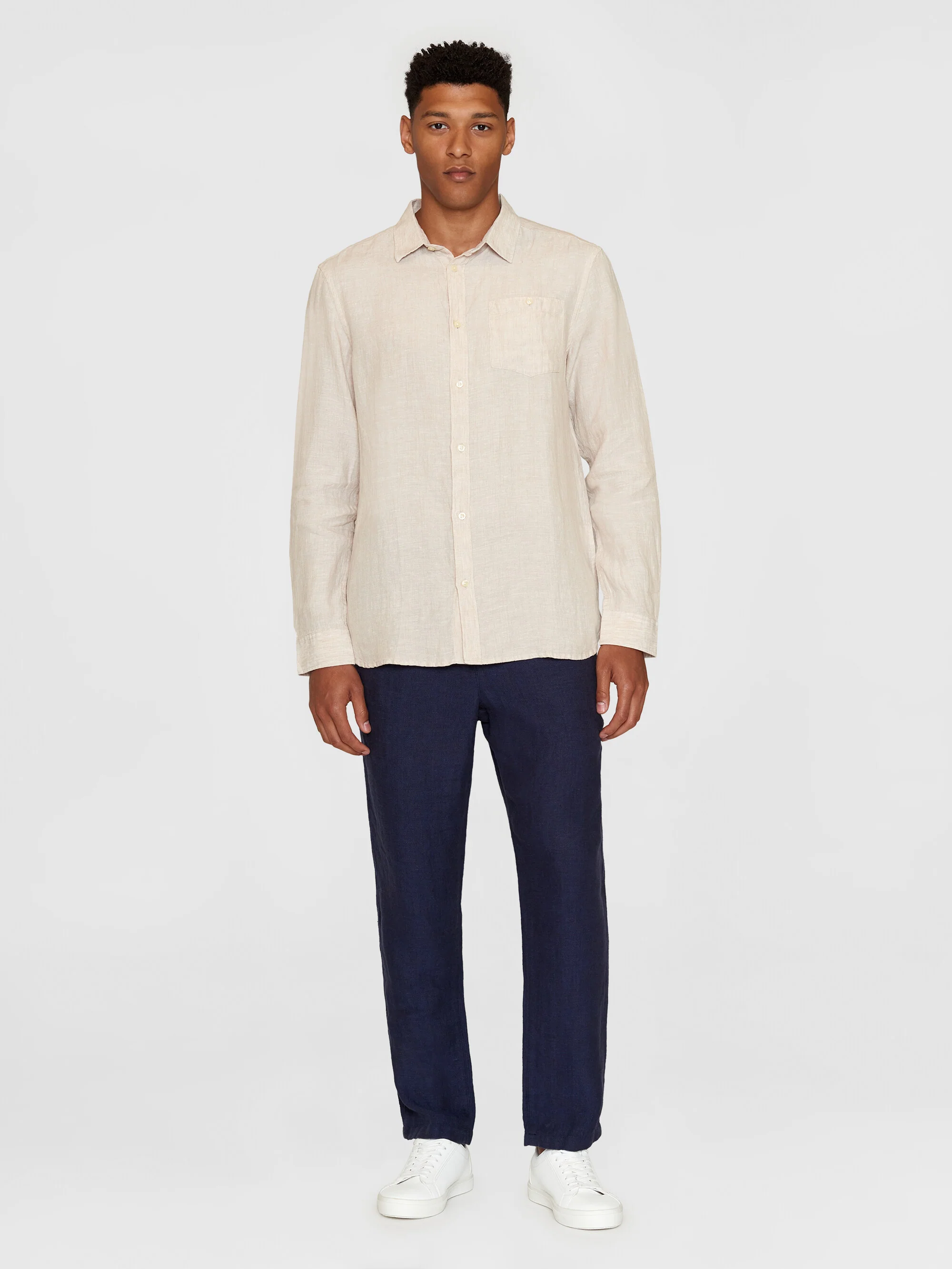 Custom fit linen shirt - Yarndyed - Light feather gray - Image 4