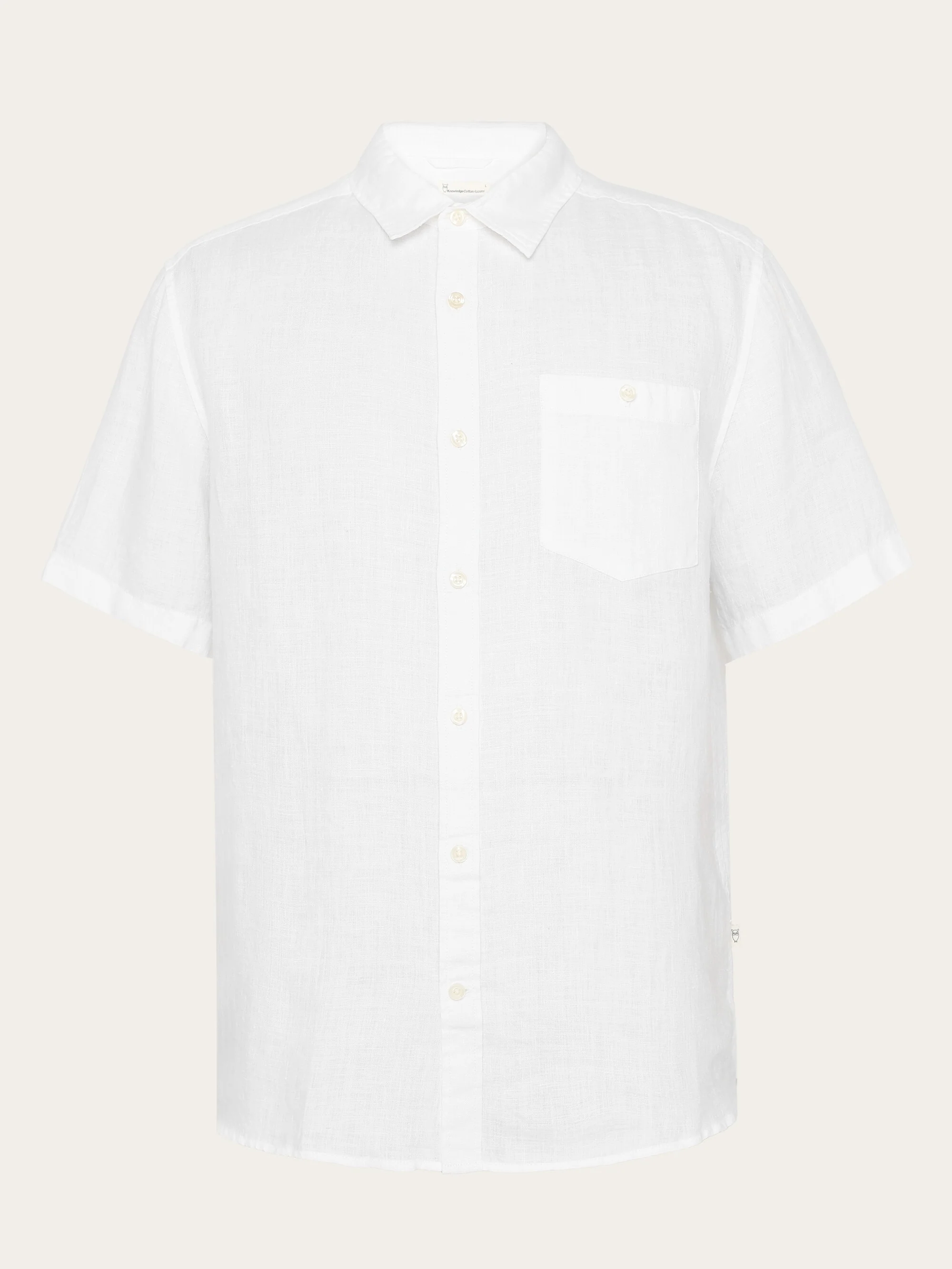 Custom fit linen short sleeve shirt - Bright White
