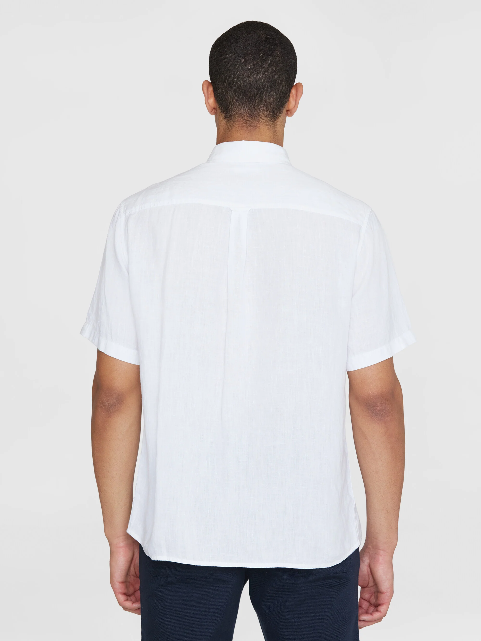 Custom fit linen short sleeve shirt - Bright White - Image 3