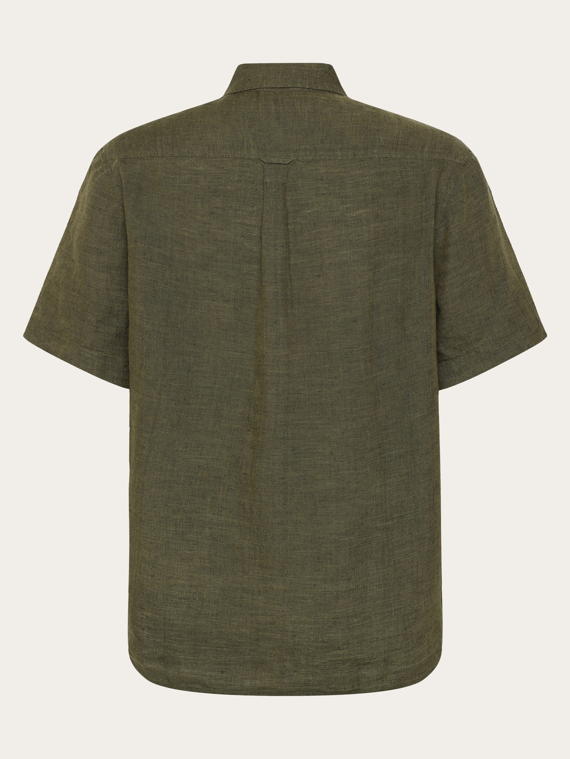 Custom fit linen short sleeve shirt - Burned Olive - Image 7