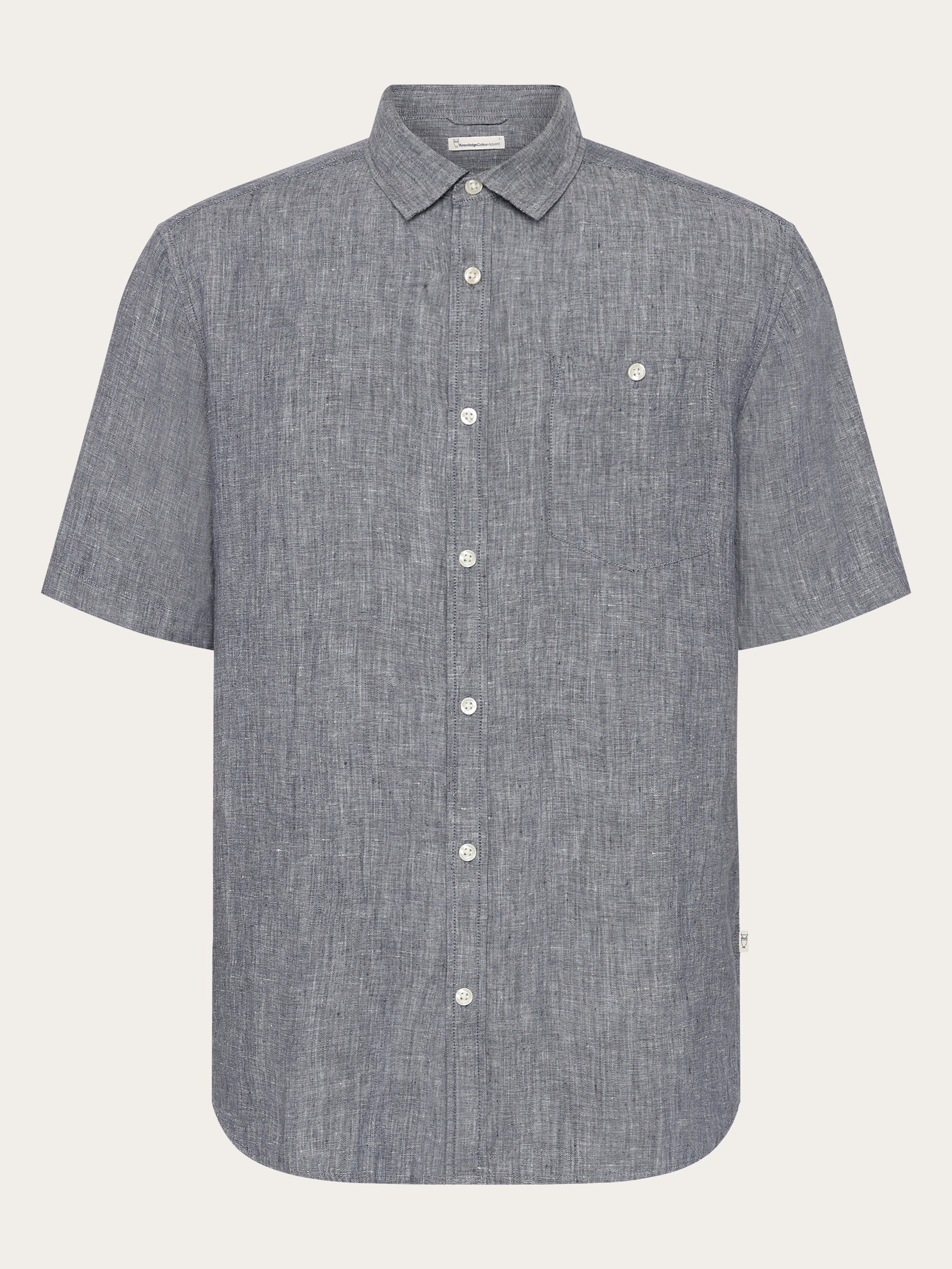 Custom fit linen short sleeve shirt - Vintage Indigo