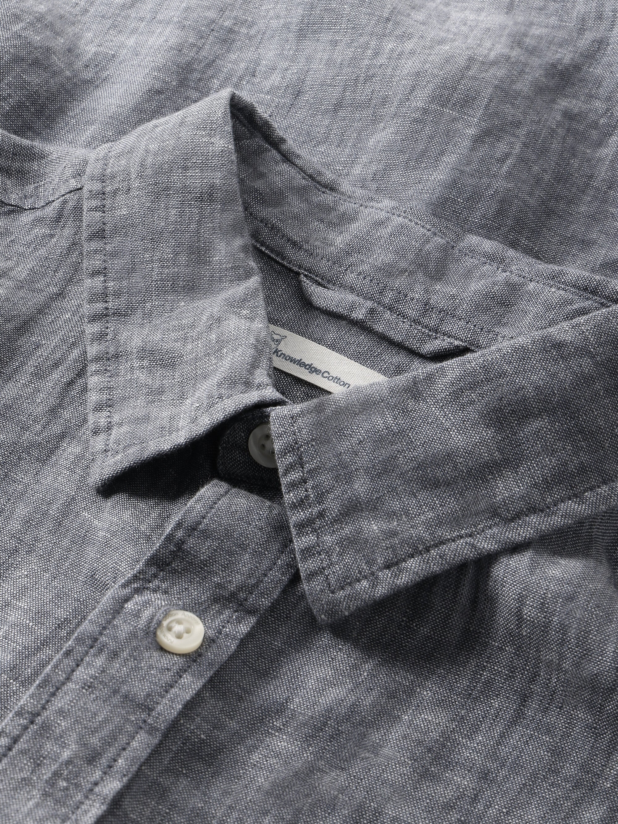 Custom fit linen short sleeve shirt - Vintage Indigo - Image 2
