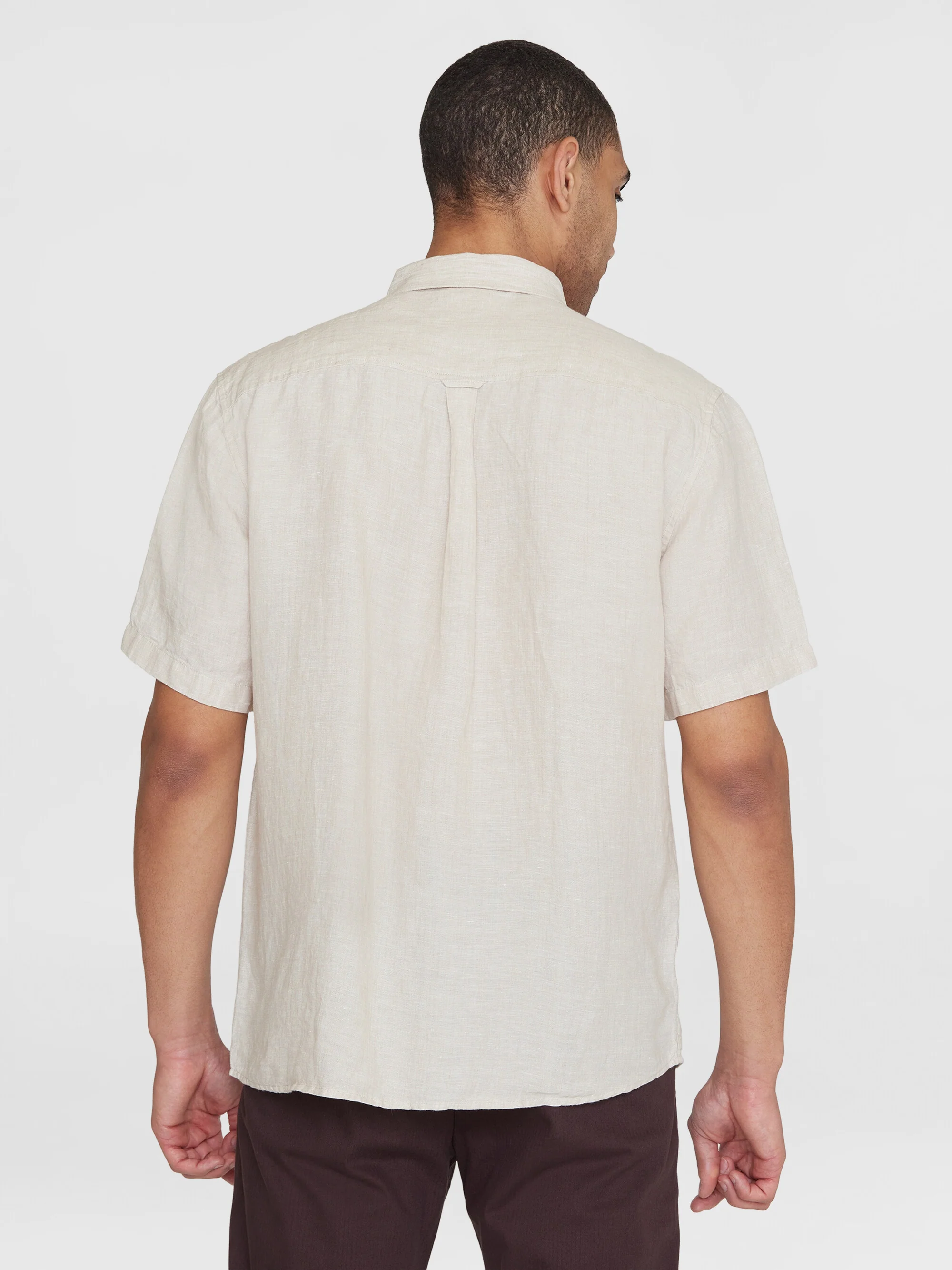 Custom fit linen short sleeve shirt - Yarndyed - Light feather gray - Image 3