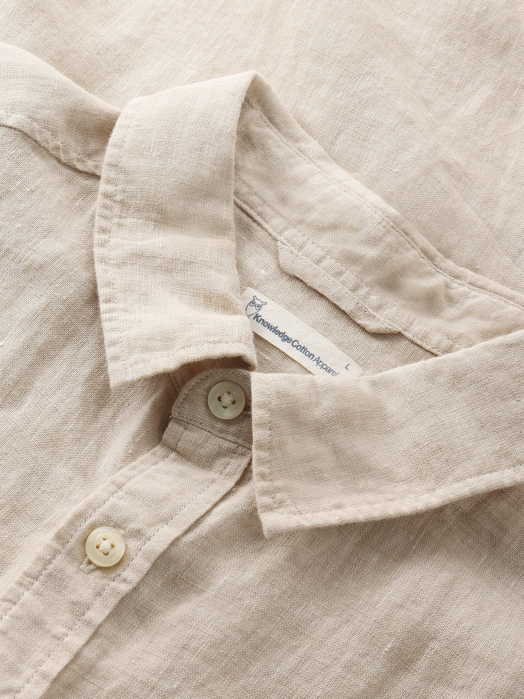 Custom fit linen short sleeve shirt - Yarndyed - Light feather gray - Image 6