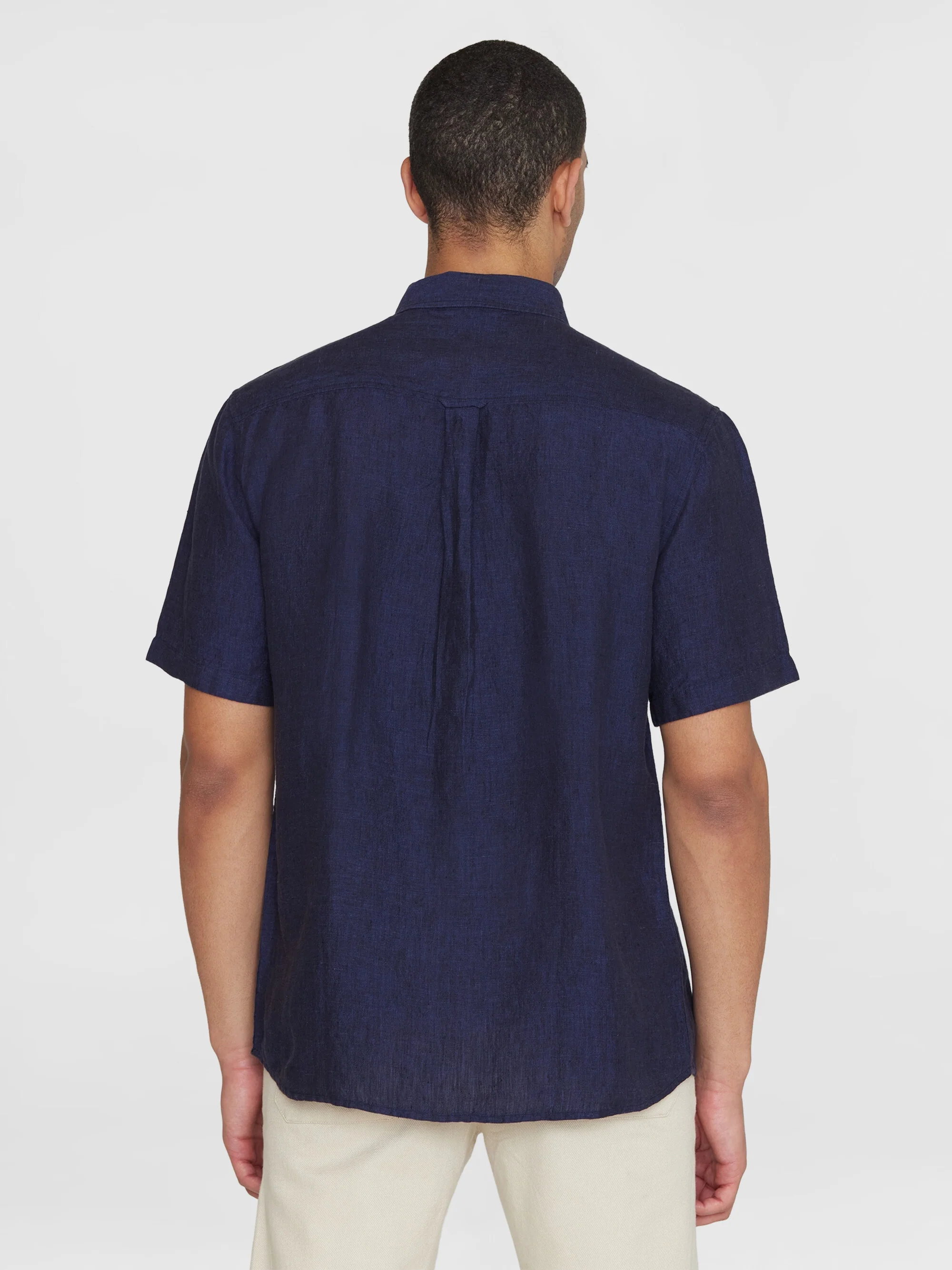 Custom fit linen short sleeve shirt - Yarndyed - Total Eclipse - Image 3