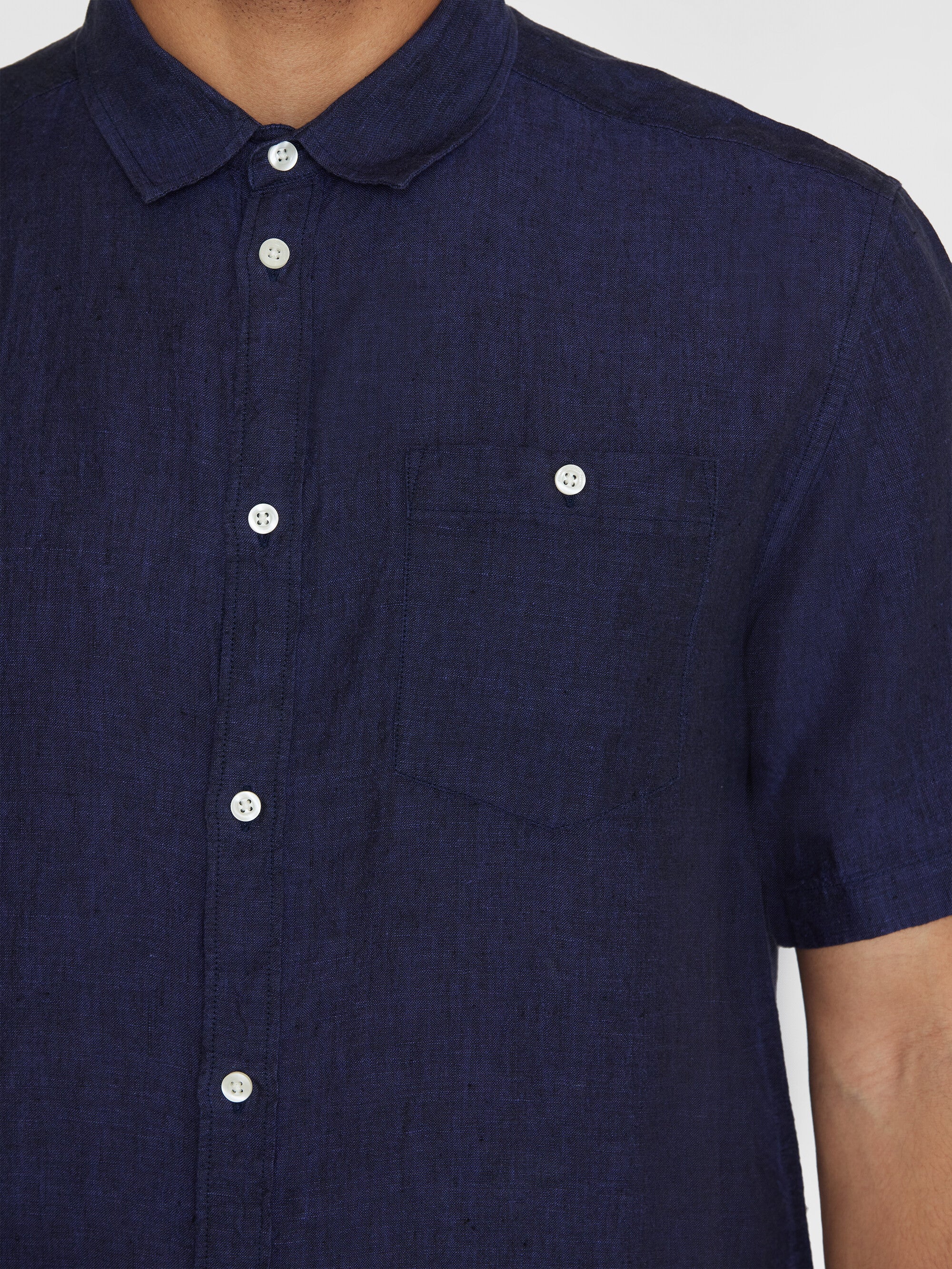 Custom fit linen short sleeve shirt - Yarndyed - Total Eclipse - Image 5