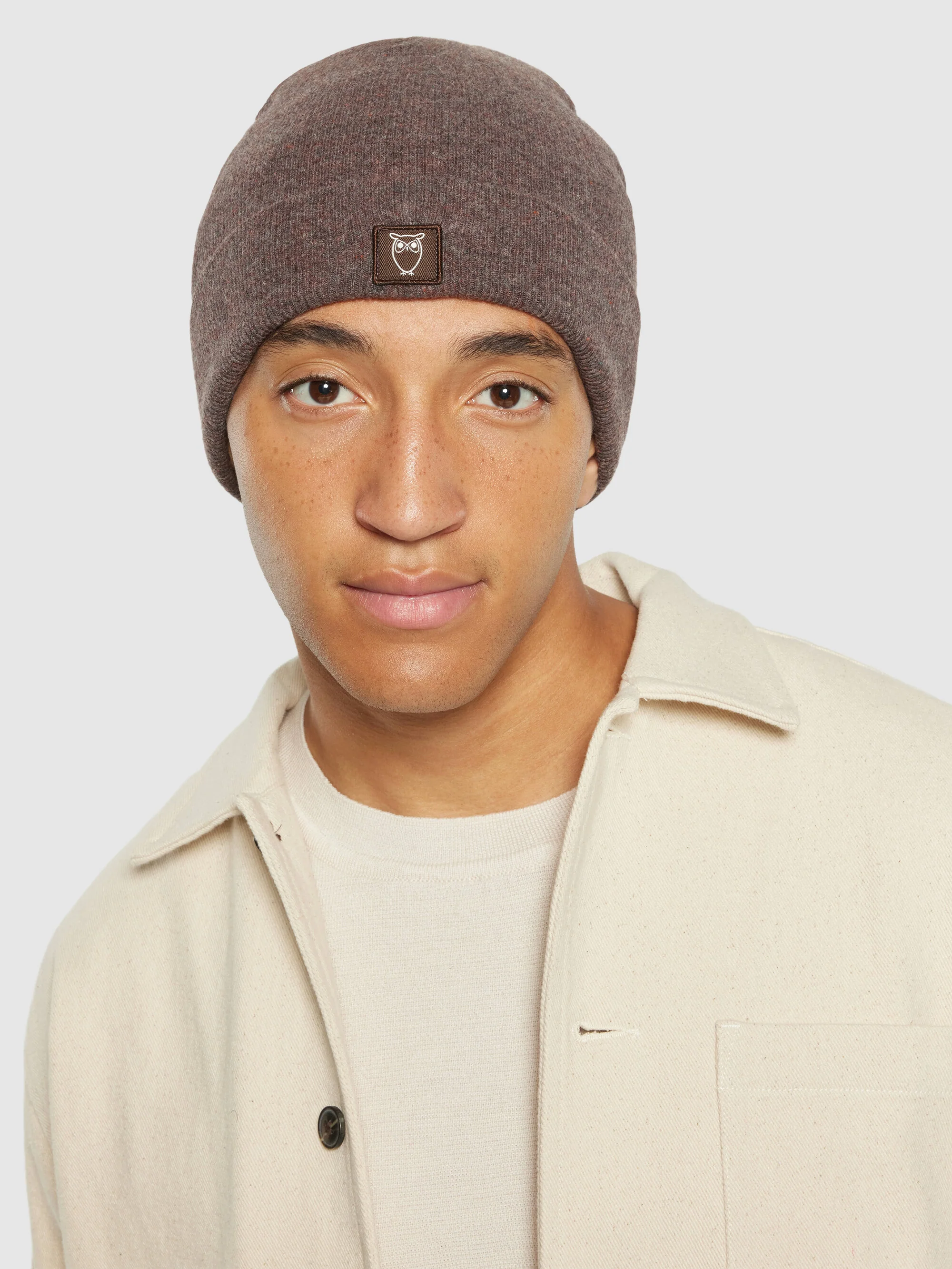 Double layer wool beanie - Demitasse (brown) - Image 2