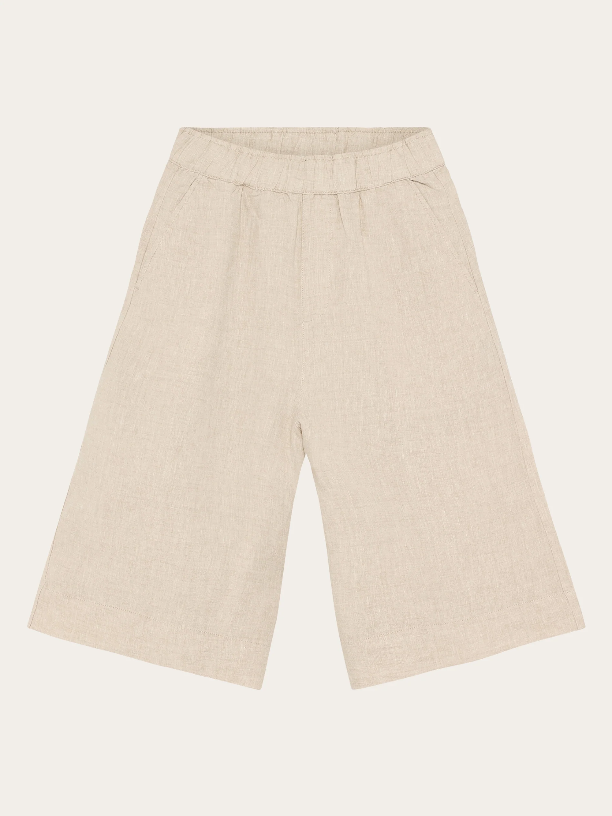 Eve wide linen culotte shorts - Yarndyed - Light feather gray