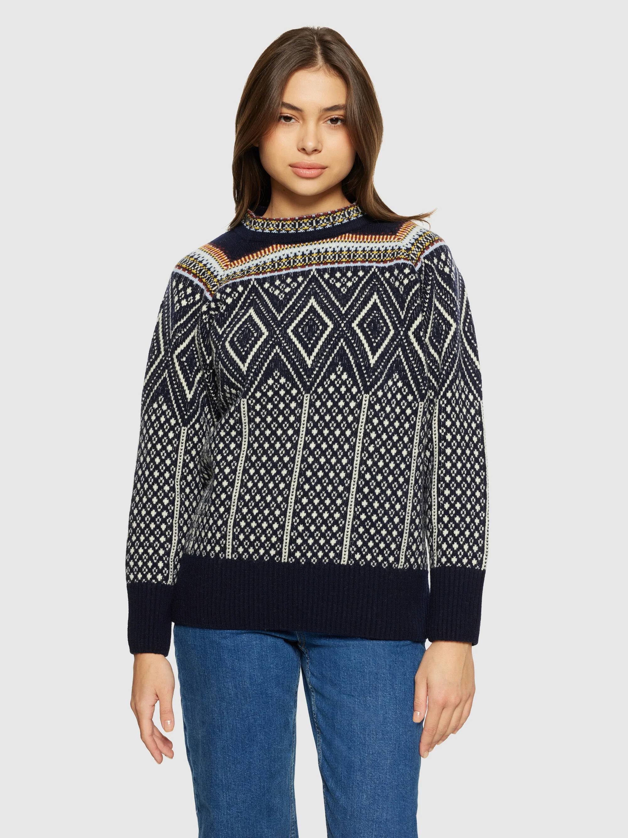 Fair Isle crew neck lambswool knit - RWS - Blue - Image 2