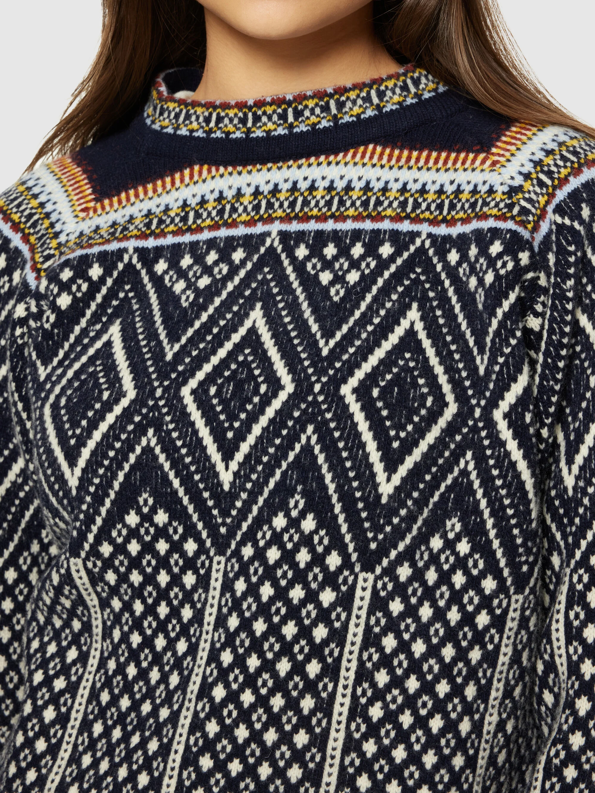 Fair Isle crew neck lambswool knit - RWS - Blue - Image 5