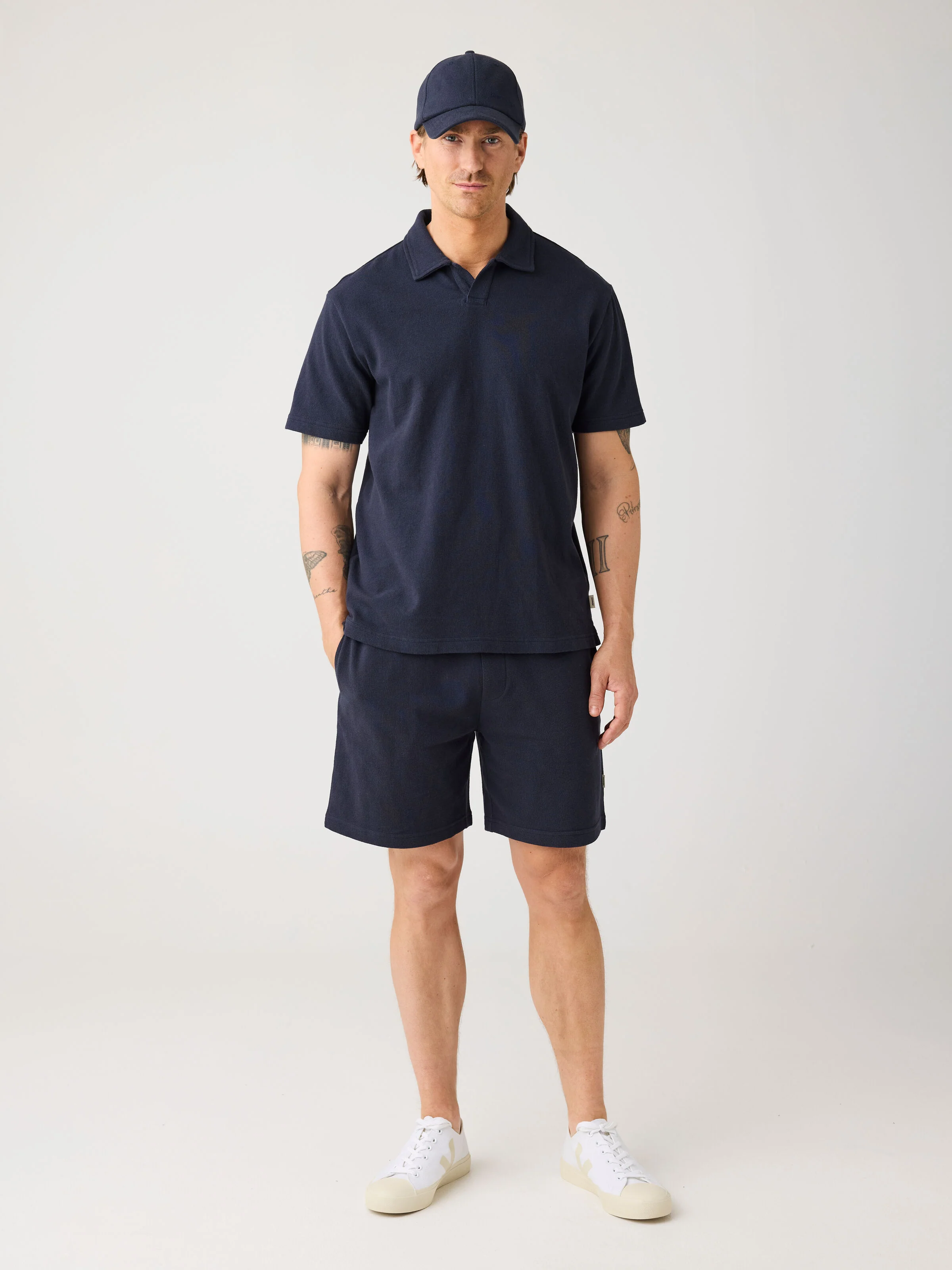 Fig loose bouclé shorts - Night Sky - Image 2
