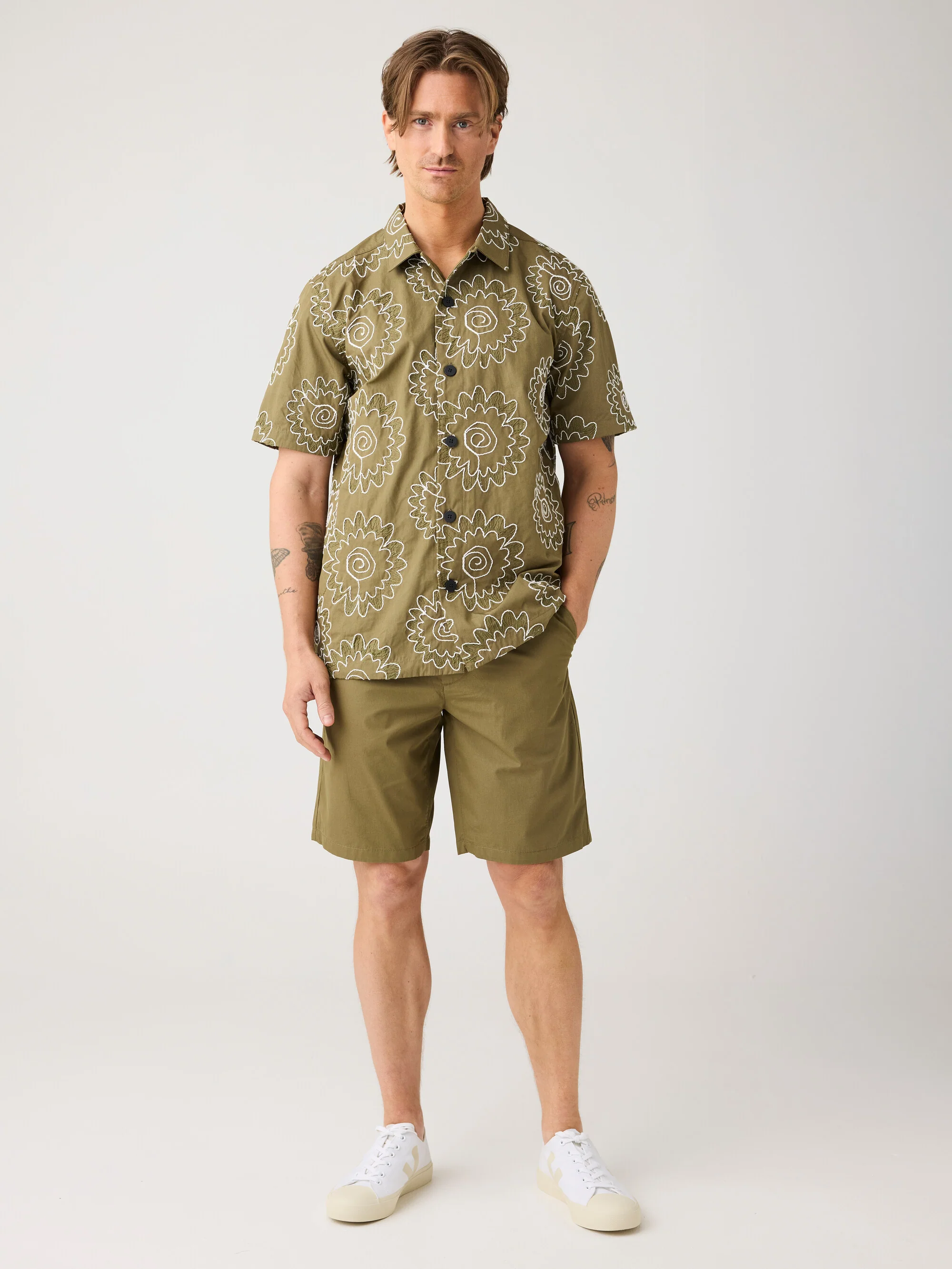 Fig comfort poplin shorts - Burned Olive - Image 2