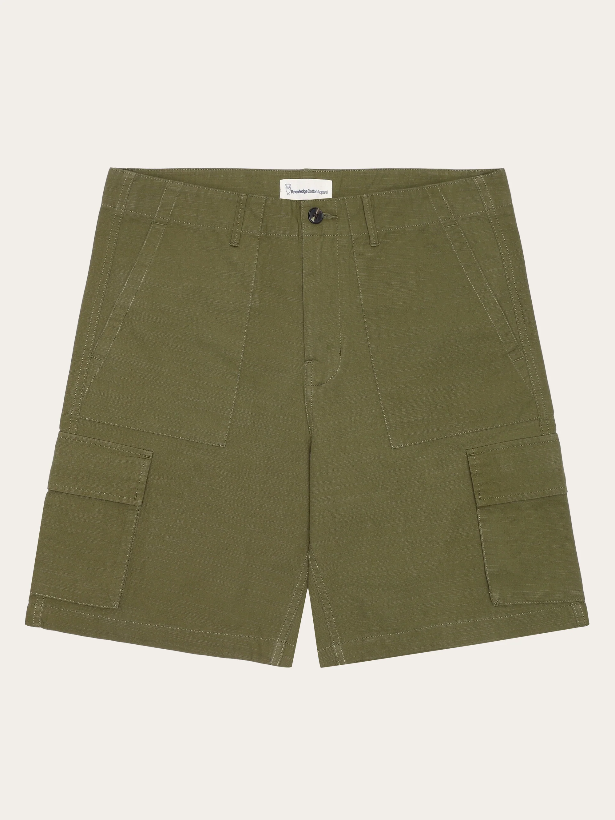 FLINT wide slub yarn shorts - GOTS/Vegan - Burned Olive