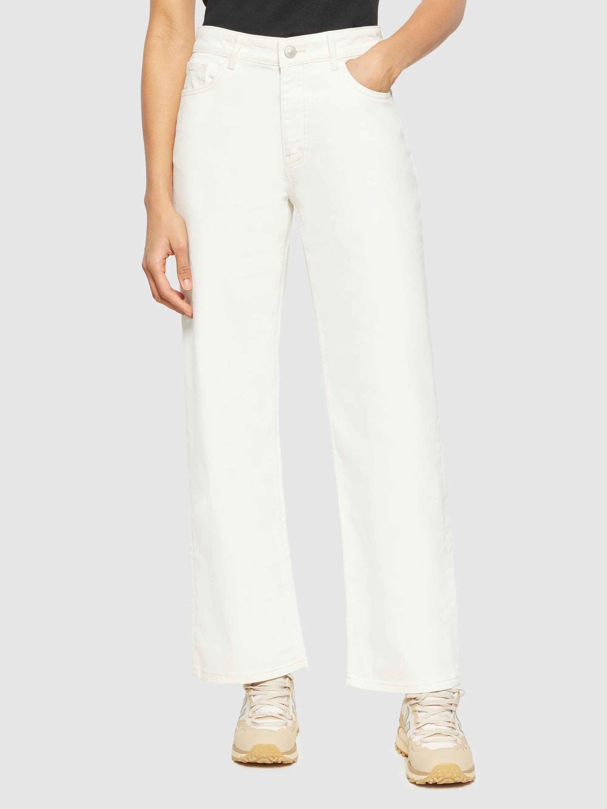 GALE straight mid-rise garment dyed twill 5-pocket pants - GOTS/Vegan - Egret - Image 2