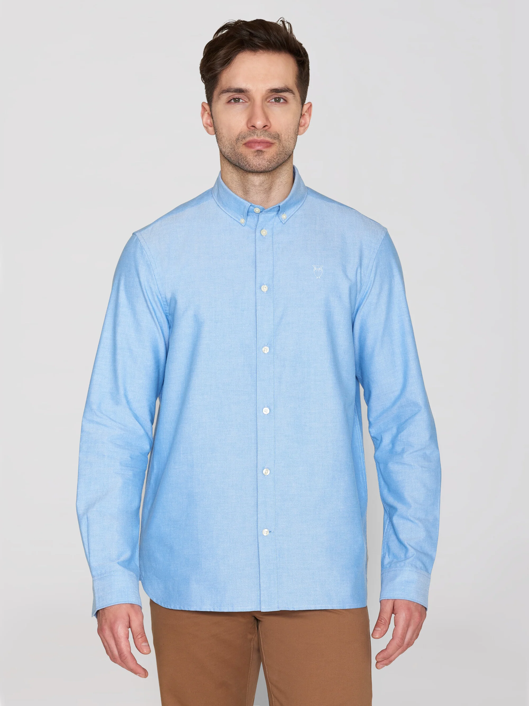 Harald Small Owl Oxford Regular Fit Shirt - GOTS/Vegan - Lapis Blue - Image 2